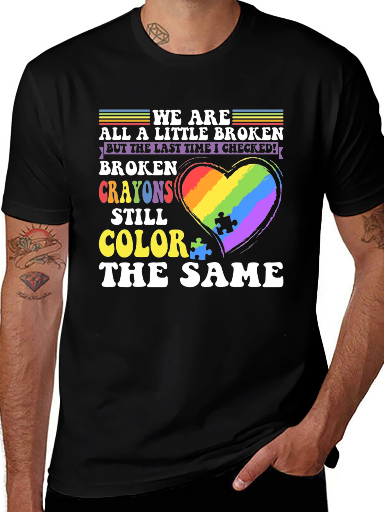 Autism Awareness Broken Crayon Colors T-Shirt