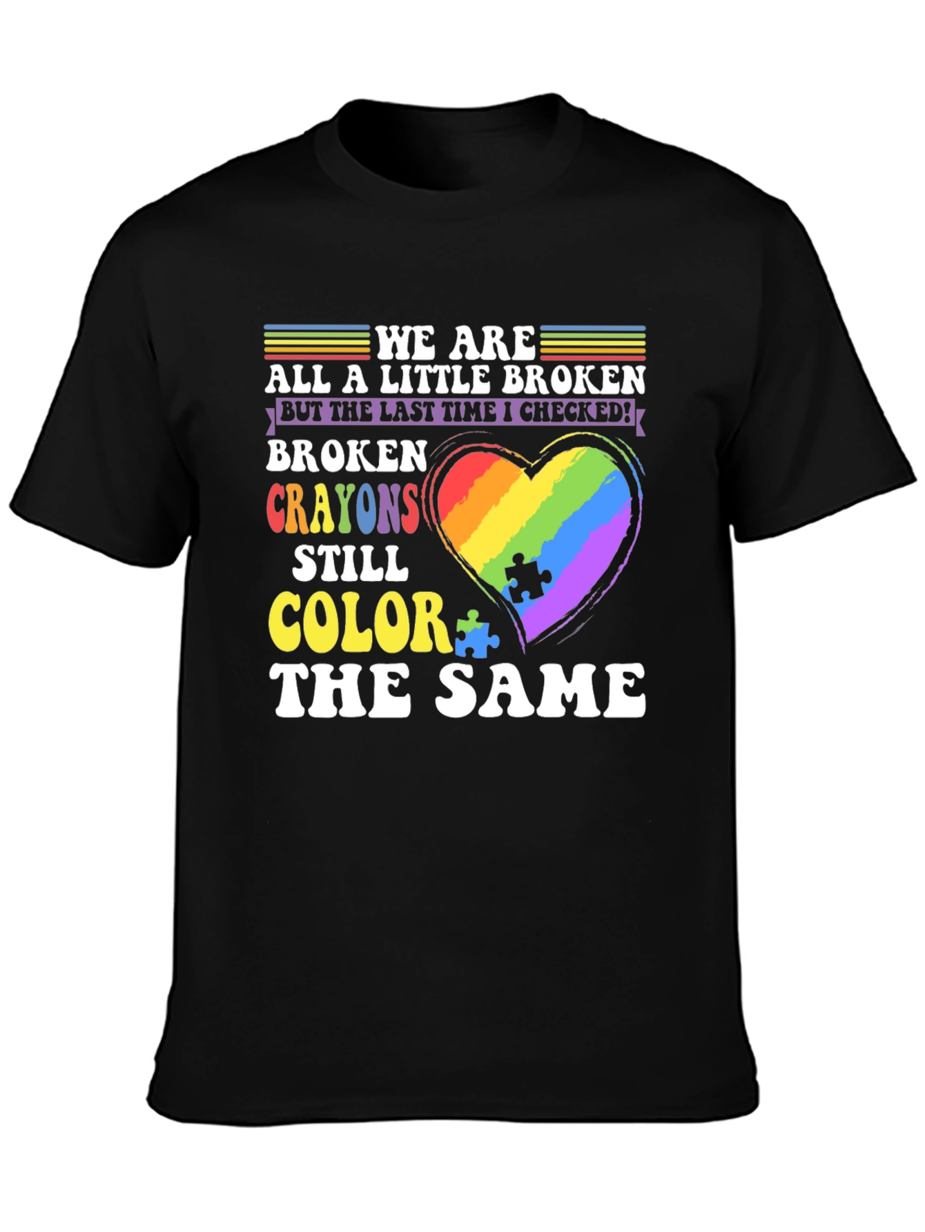 Autism Awareness Broken Crayon Colors T-Shirt