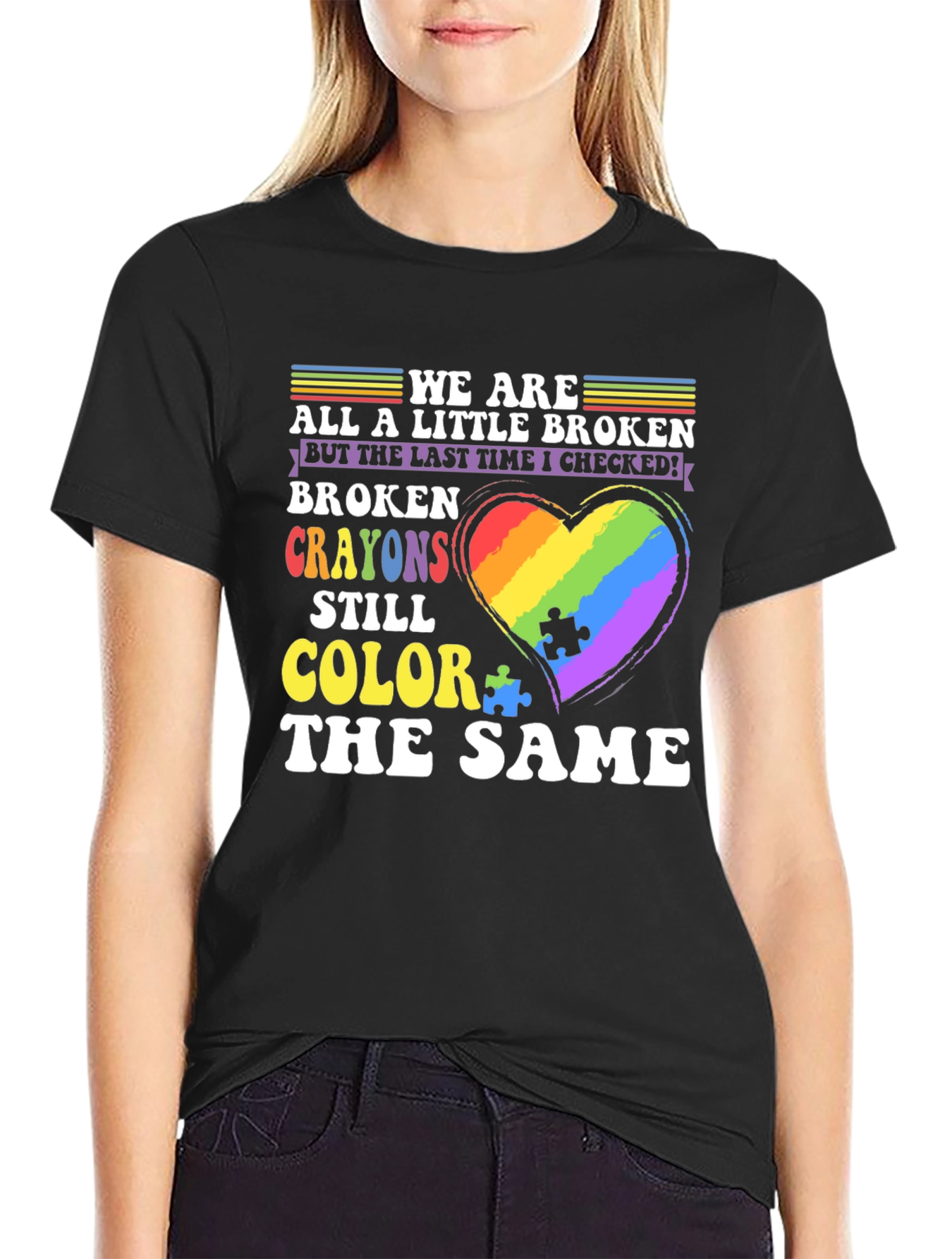 Autism Awareness Broken Crayon Colors T-Shirt