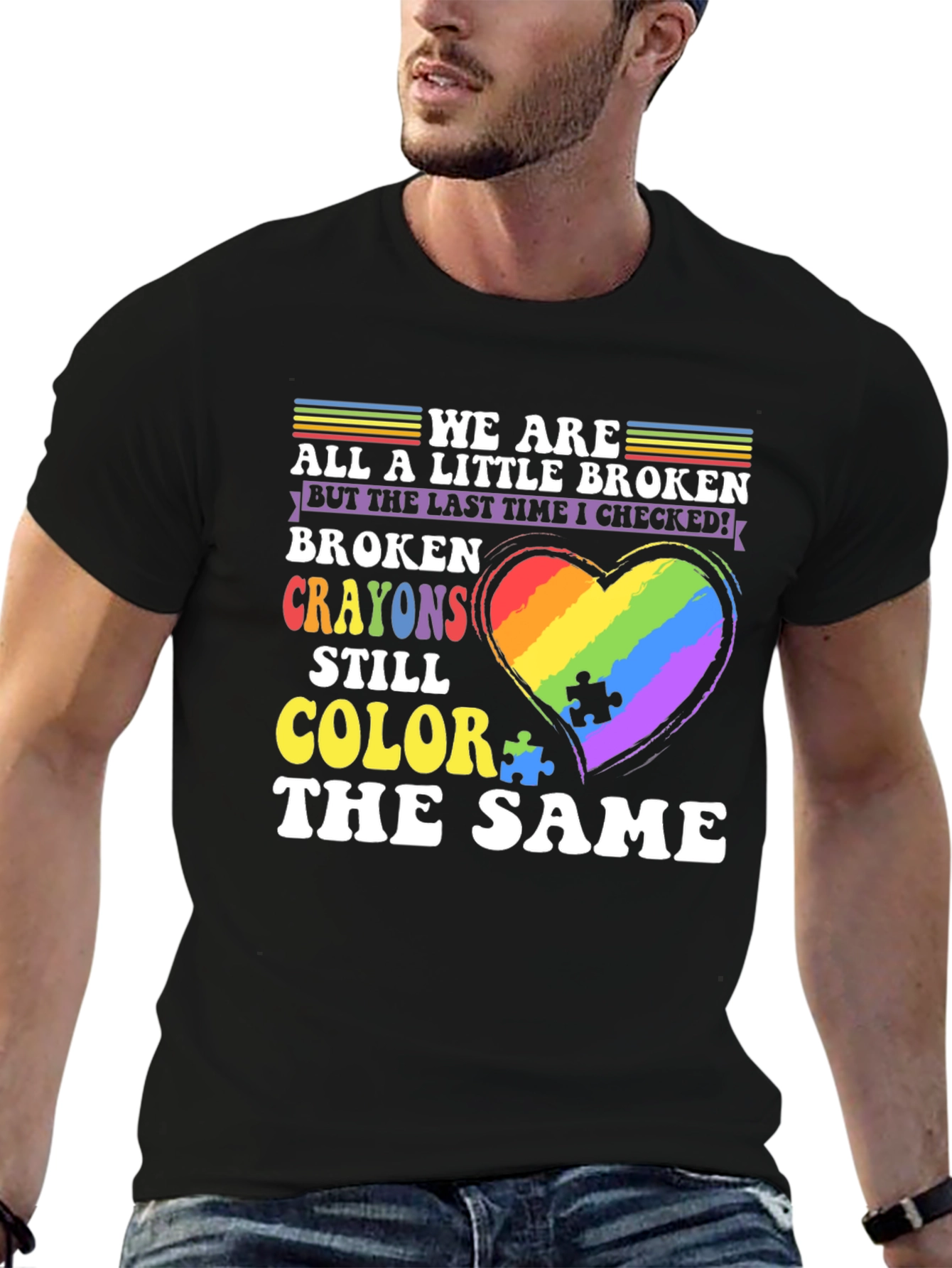 Autism Awareness Broken Crayon Colors T-Shirt