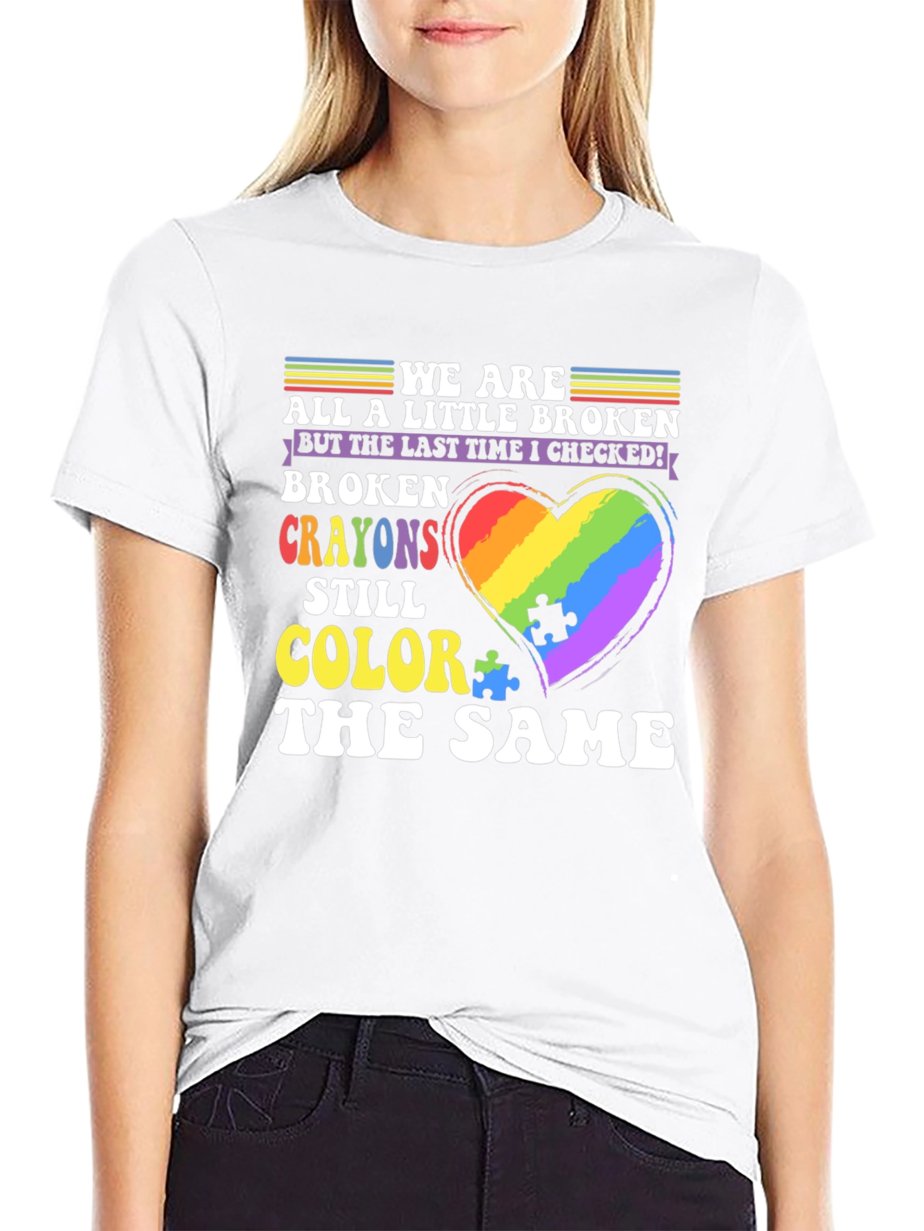 Autism Awareness Broken Crayon Colors T-Shirt