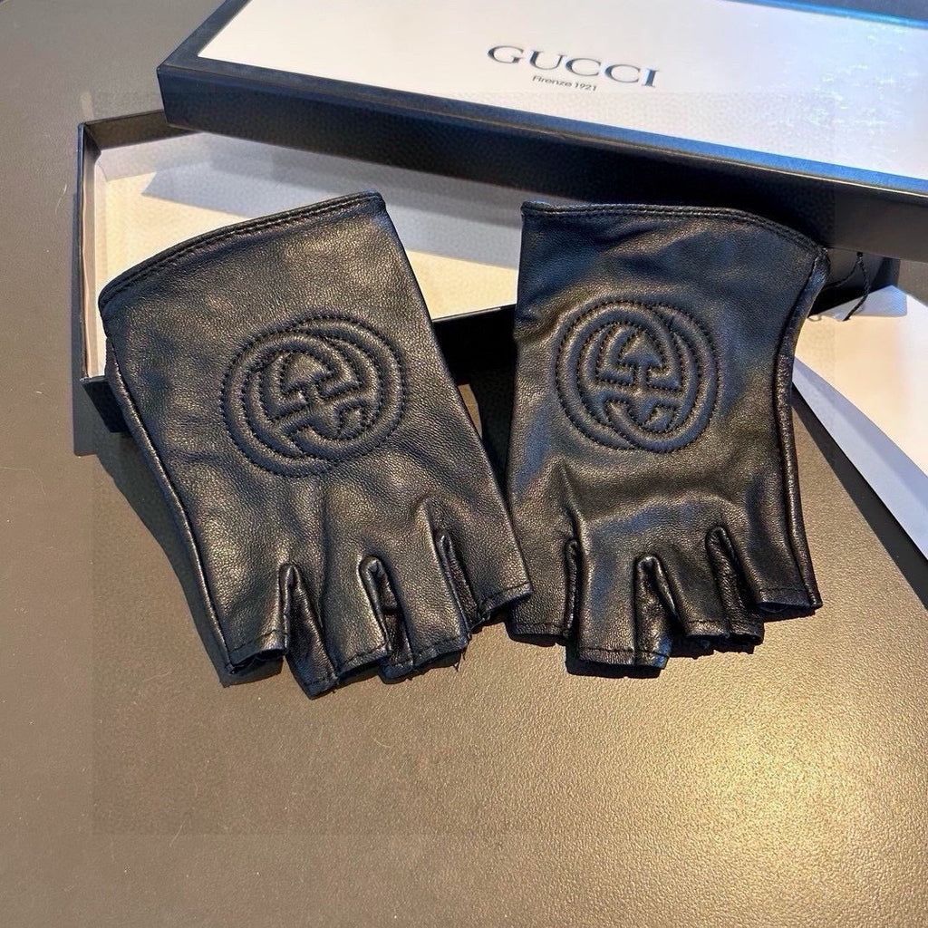 FINGERLESS GLOVES IN BLACK LAMBSKIN AND CASHMERE LINING 465790
