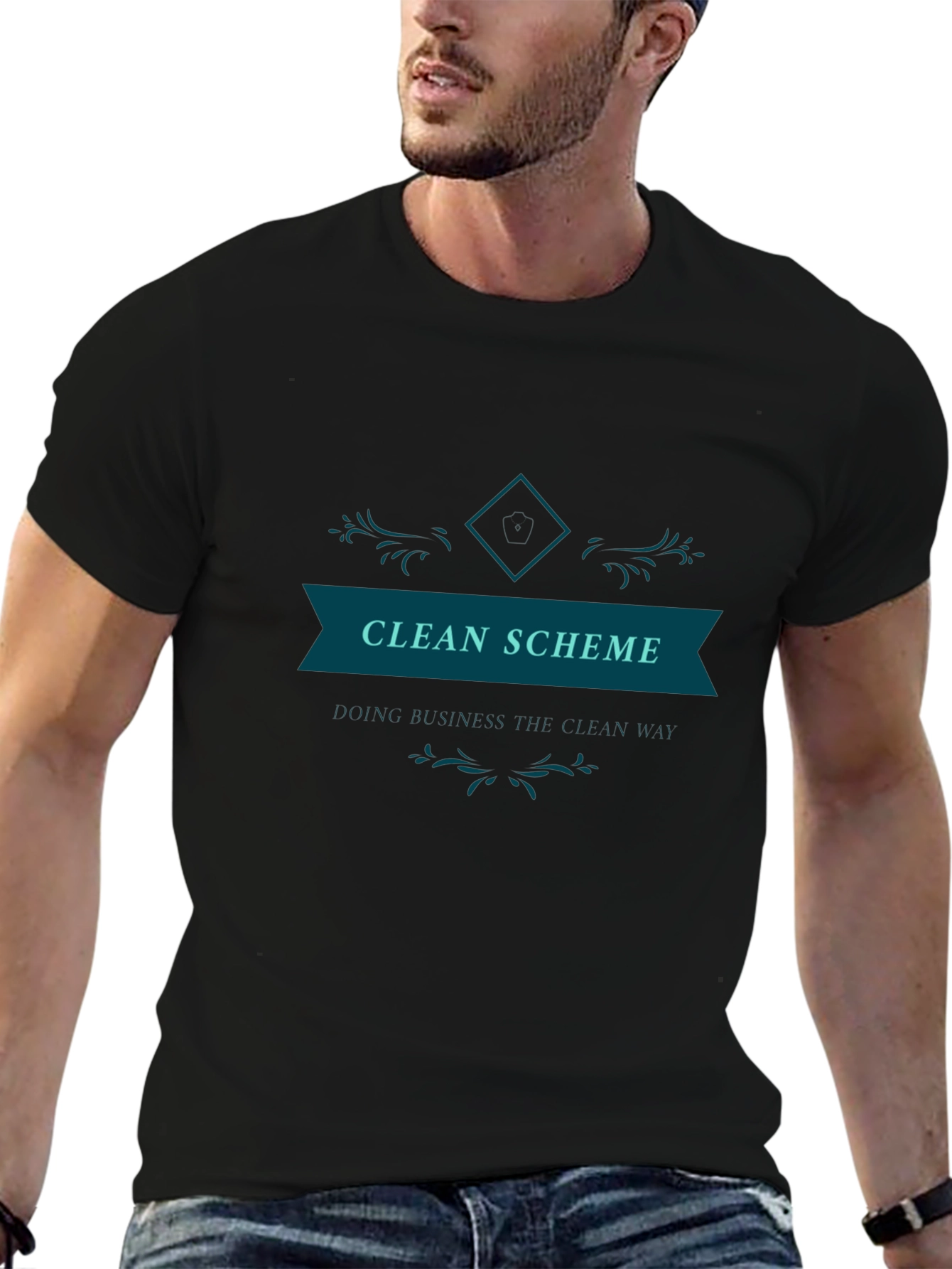 Clean Scheme Graphic Tee - Black Cotton T-Shirt