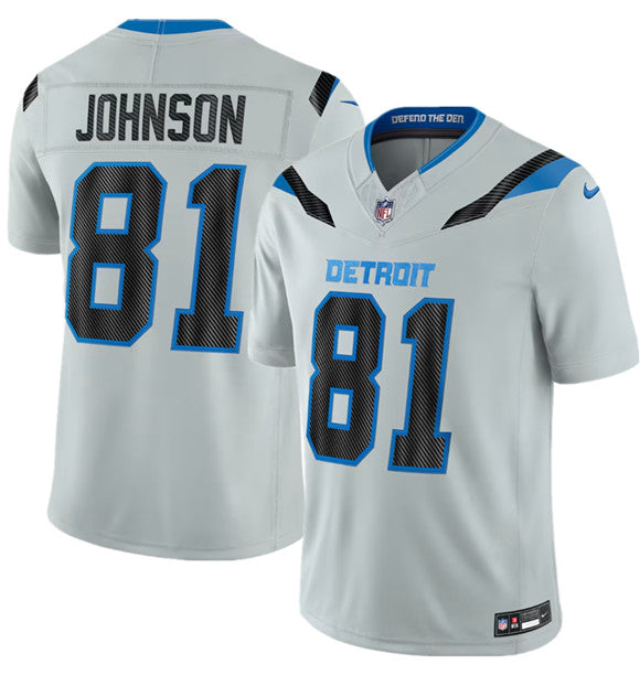 Men's Detroit Lions #81 Calvin Johnson Silver 2026 F.U.S.E. Rivalries Collection Limited Football Stitched Jersey