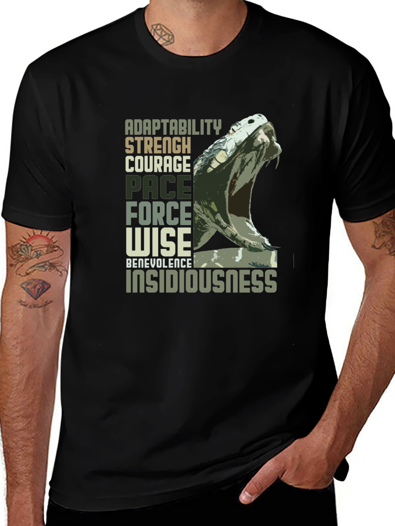 Adaptability Snake Graphic Tee - Black Unisex T-Shirt