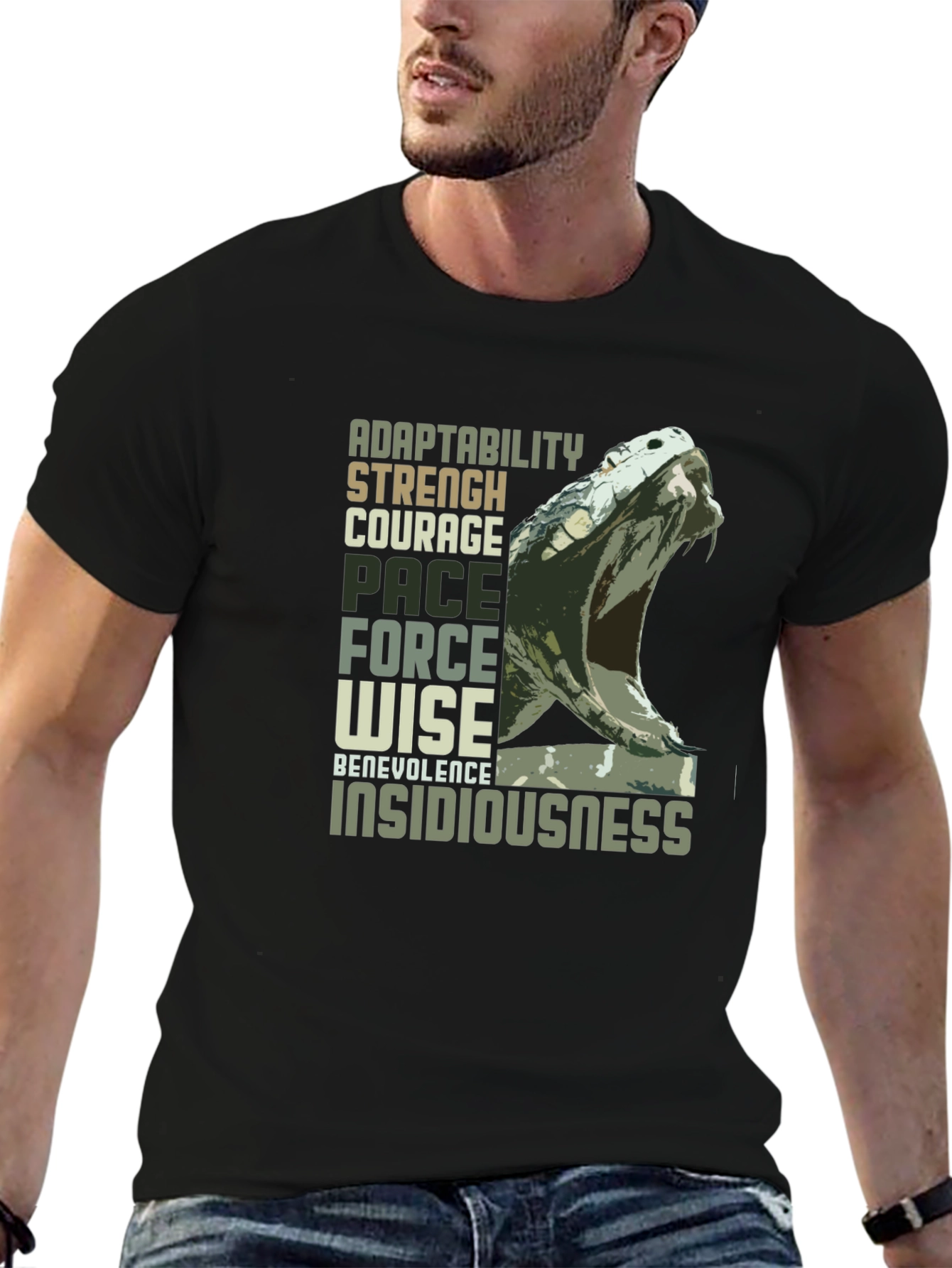 Adaptability Snake Graphic Tee - Black Unisex T-Shirt