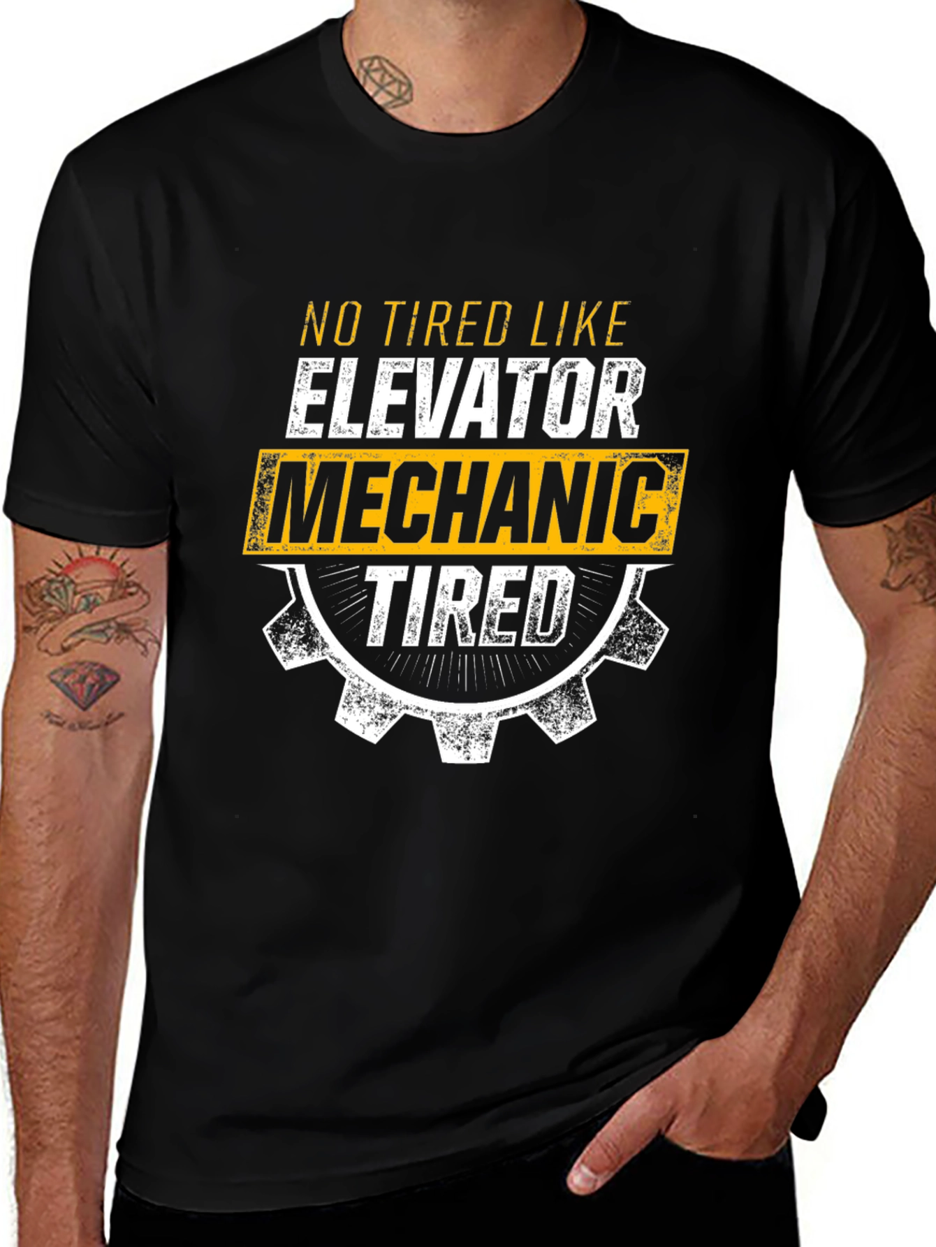 Elevator Mechanic Tired T-Shirt - Funny Work Tee
