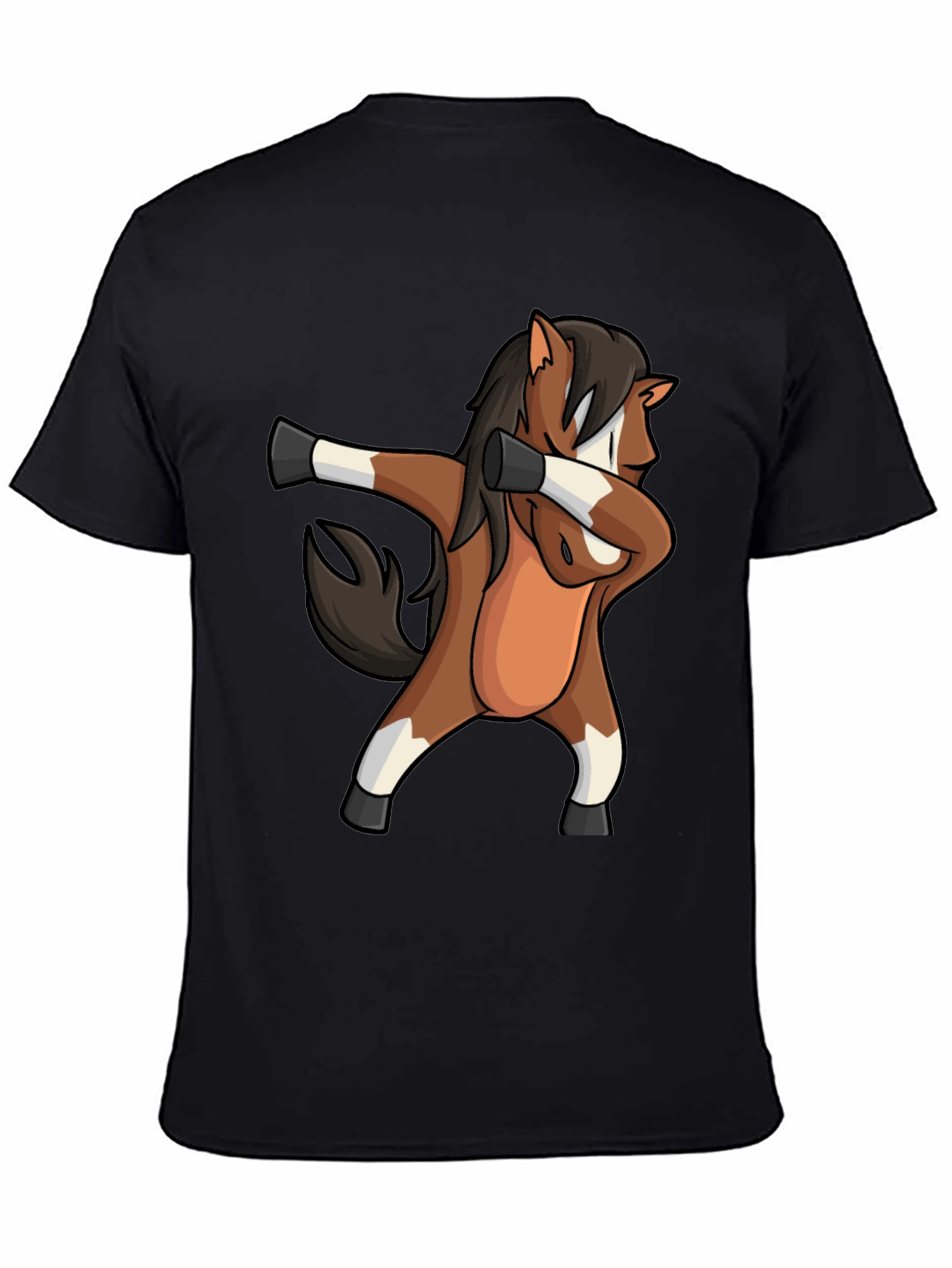 Dabbing Horse Graphic Tee - Black Casual T-Shirt