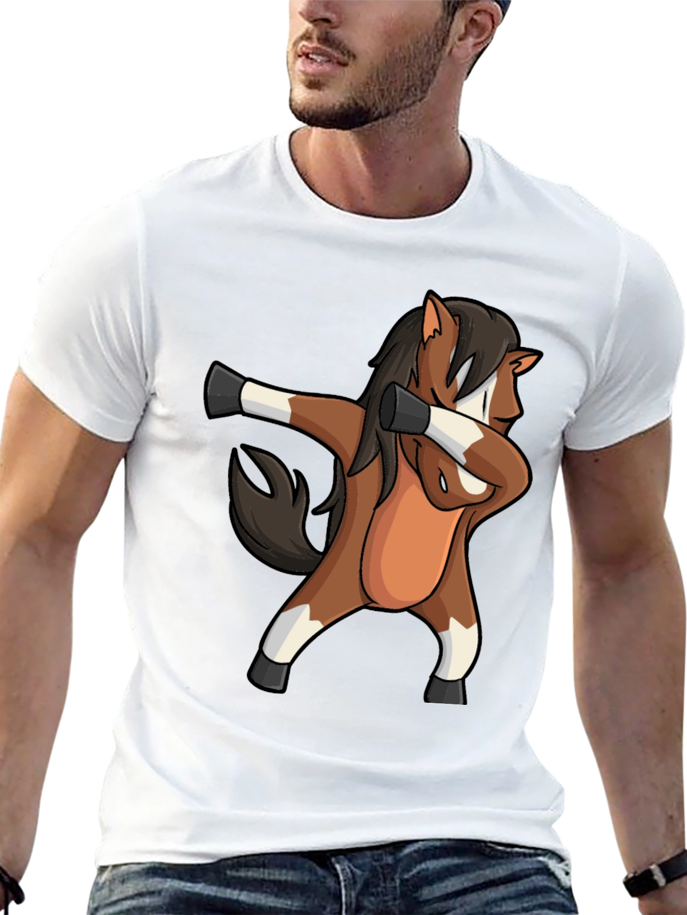 Dabbing Horse Graphic Tee - Black Casual T-Shirt