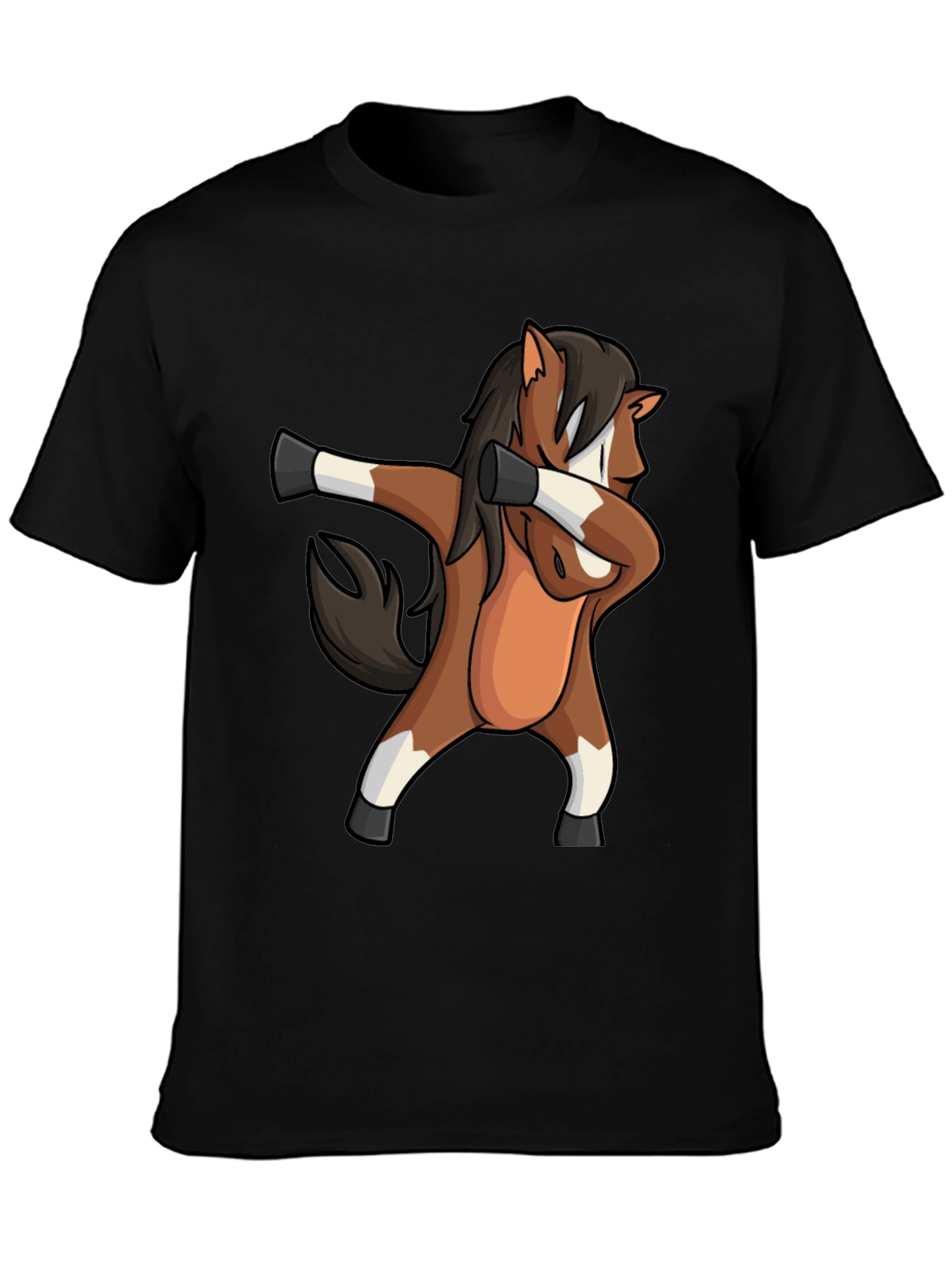 Dabbing Horse Graphic Tee - Black Casual T-Shirt