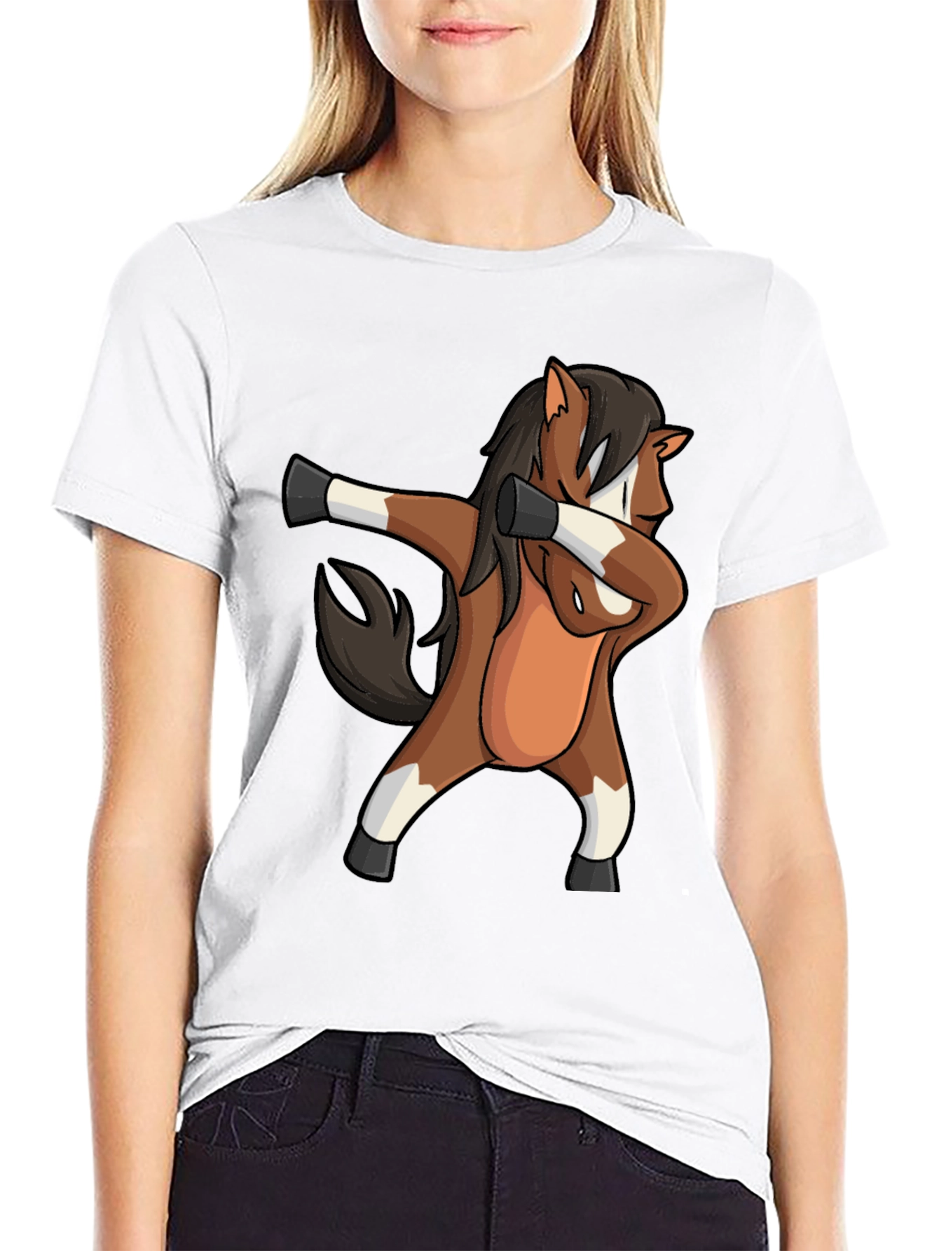 Dabbing Horse Graphic Tee - Black Casual T-Shirt