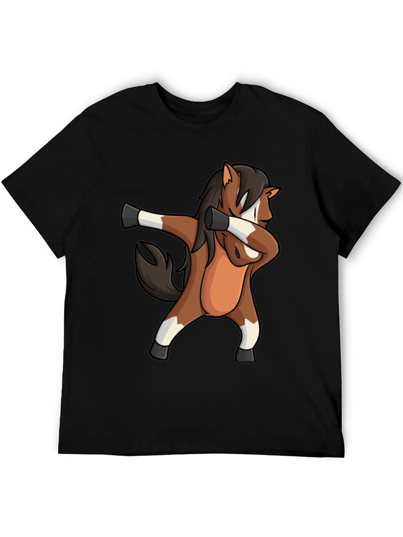 Dabbing Horse Graphic Tee - Black Casual T-Shirt