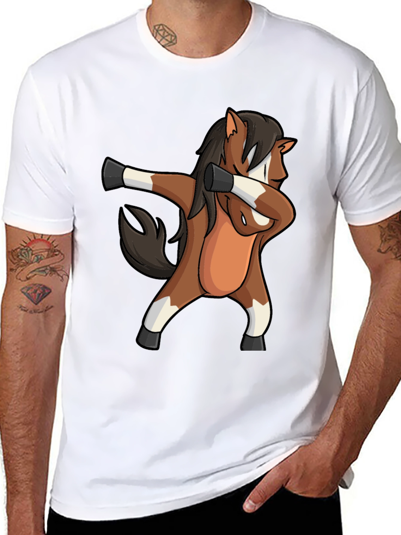 Dabbing Horse Graphic Tee - Black Casual T-Shirt