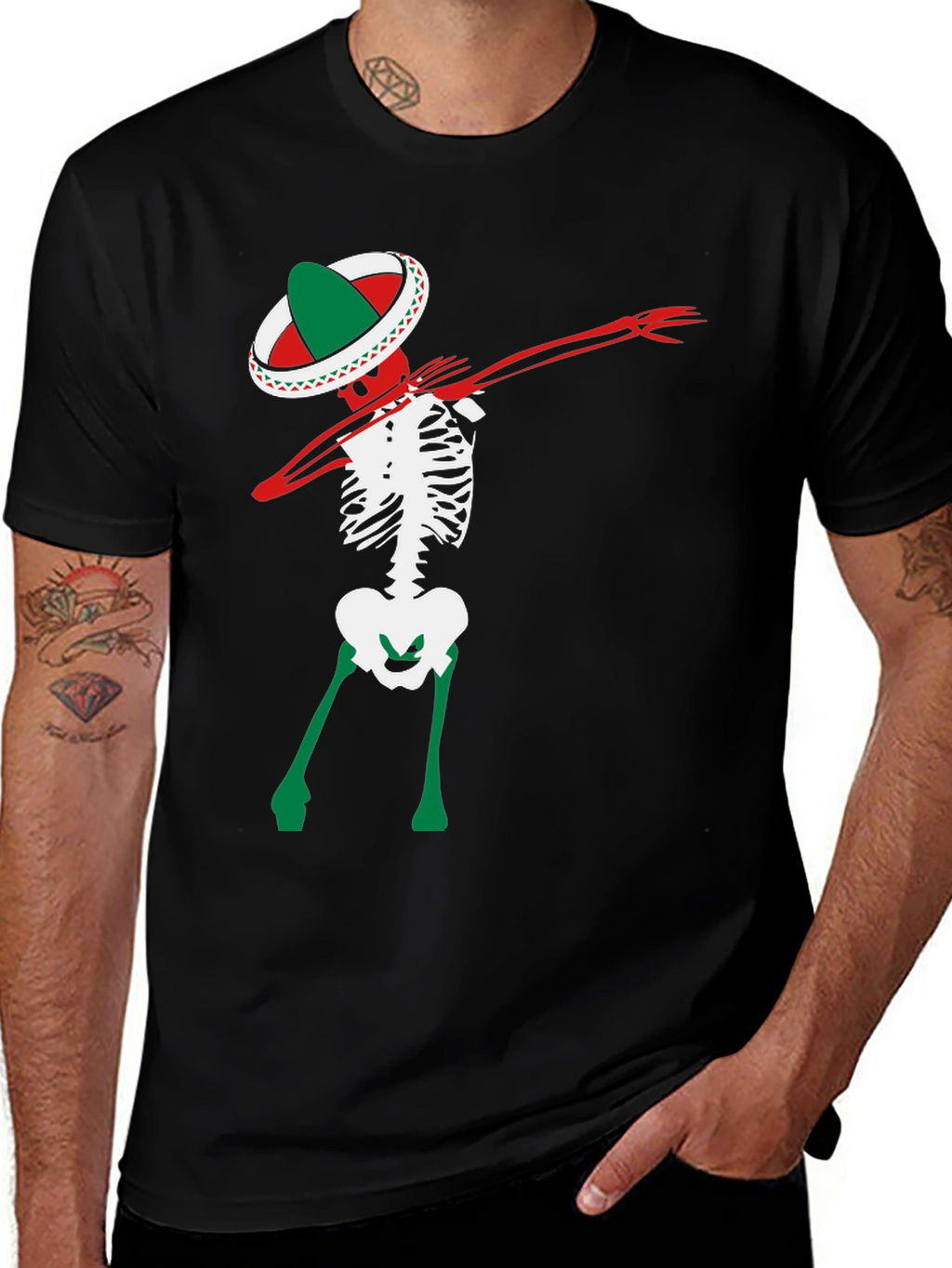 Dabbing Skeleton Sombrero Tee - Fiesta Time!