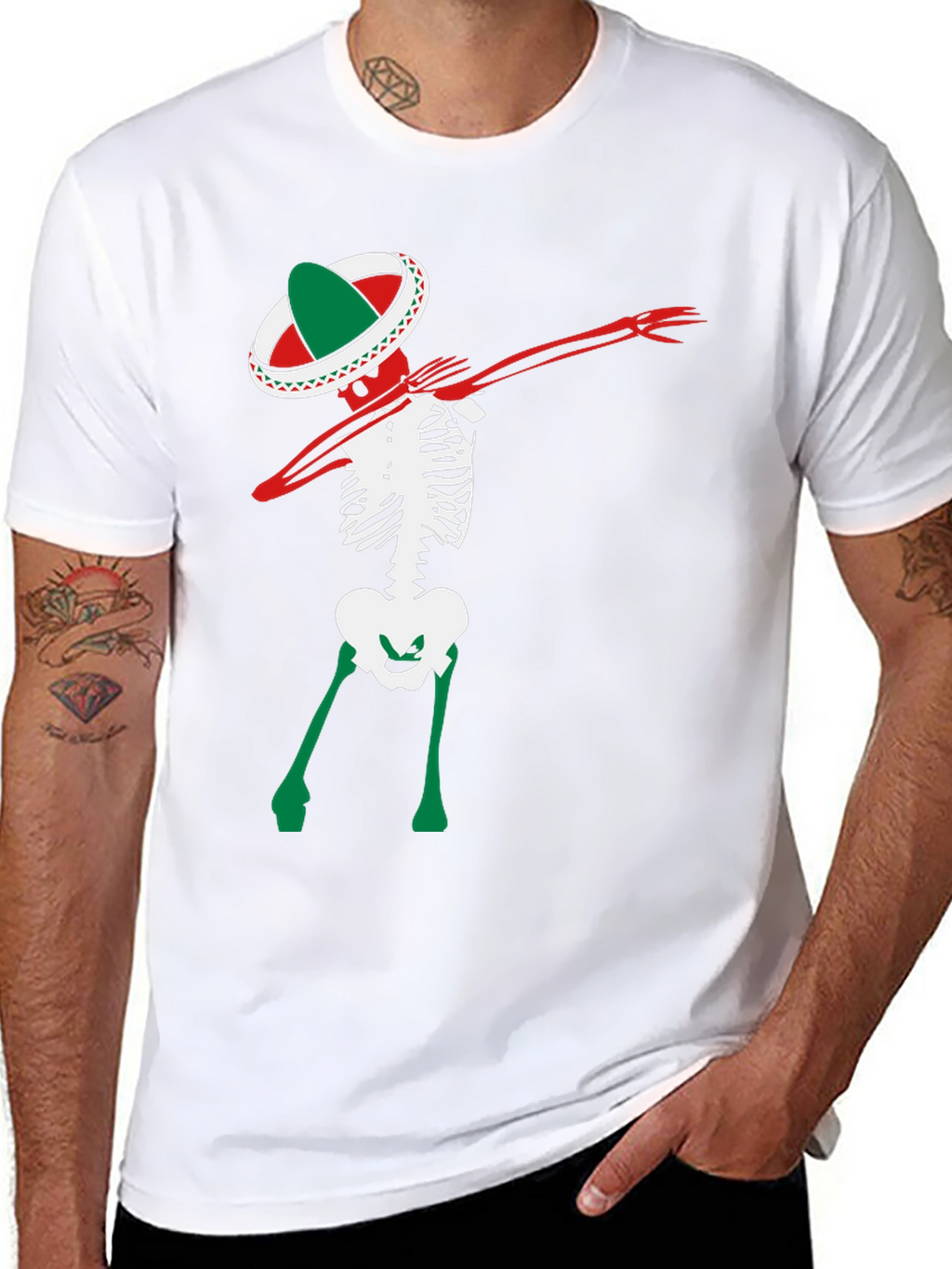 Dabbing Skeleton Sombrero Tee - Fiesta Time!