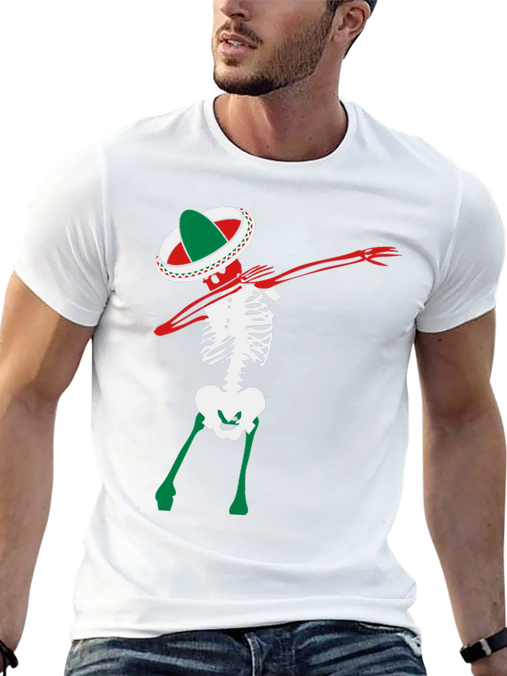 Dabbing Skeleton Sombrero Tee - Fiesta Time!