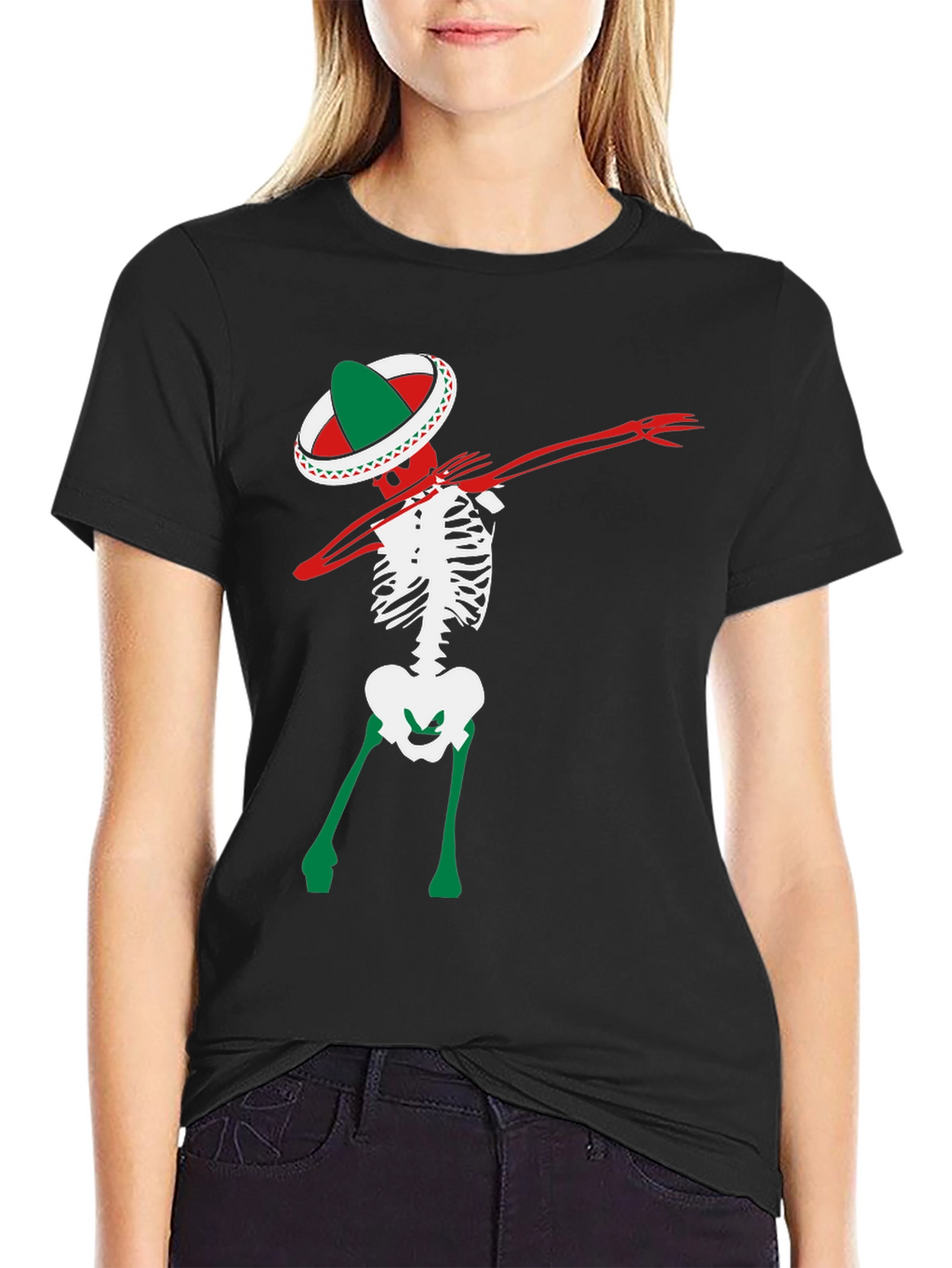Dabbing Skeleton Sombrero Tee - Fiesta Time!