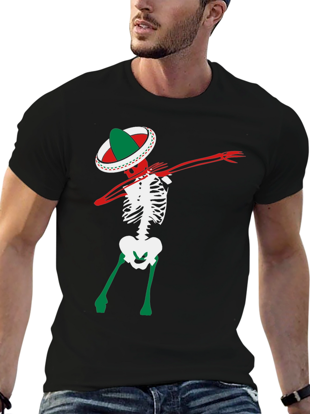 Dabbing Skeleton Sombrero Tee - Fiesta Time!