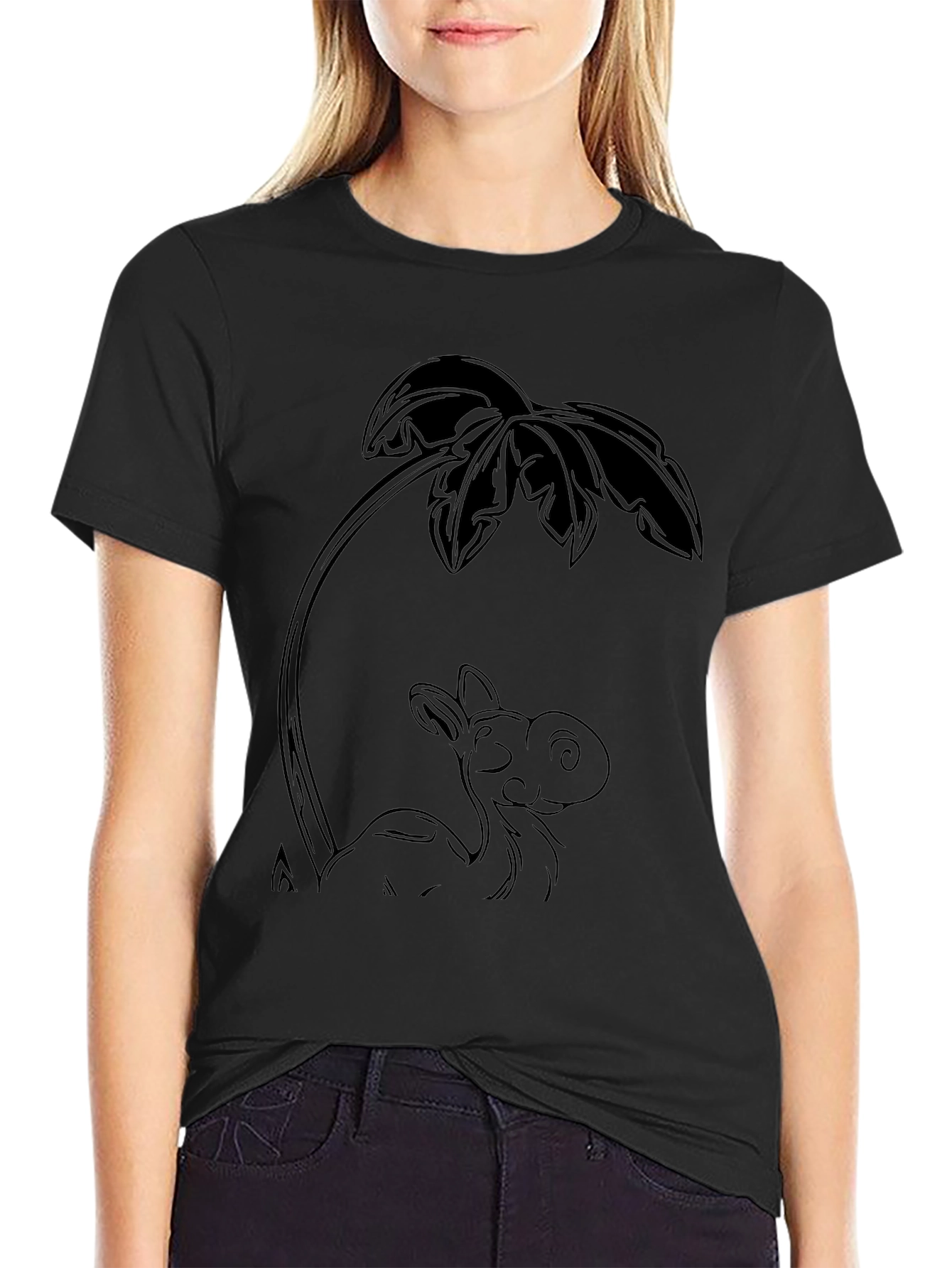 Camel Under Palm Tree Black T-Shirt