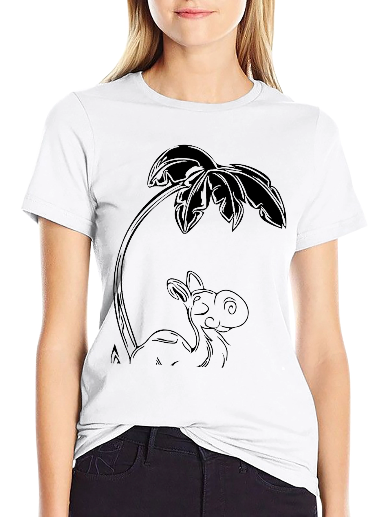 Camel Under Palm Tree Black T-Shirt
