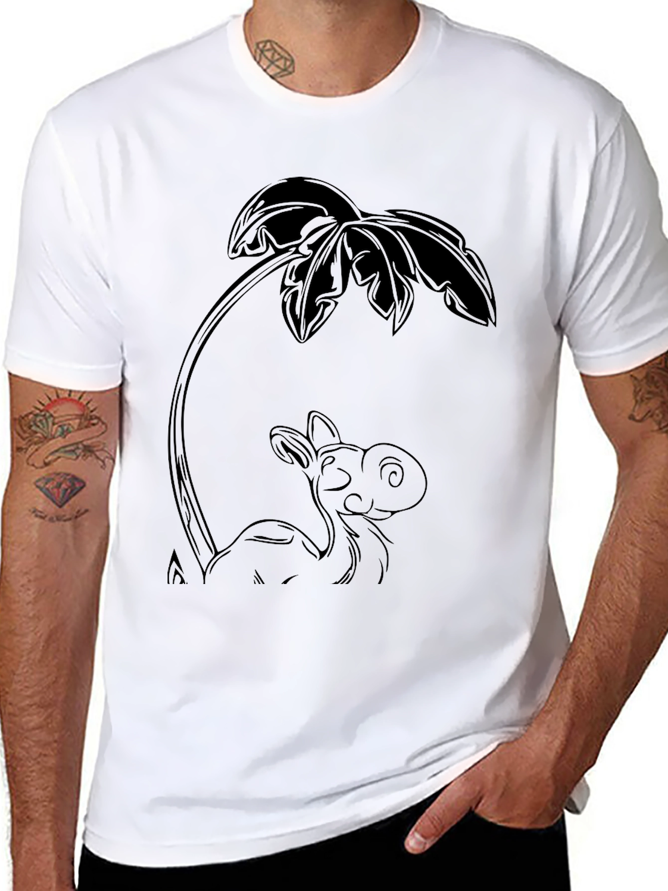 Camel Under Palm Tree Black T-Shirt