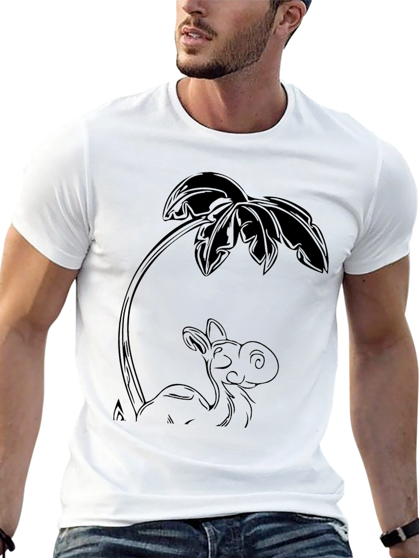 Camel Under Palm Tree Black T-Shirt