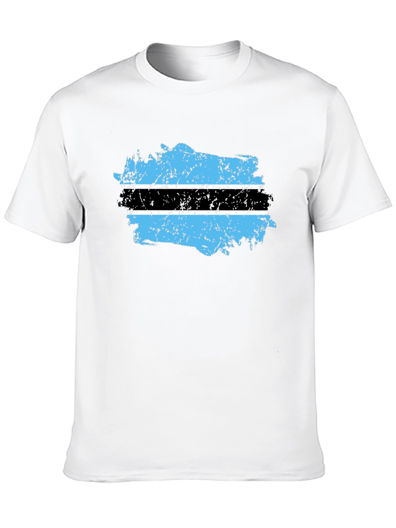 Botswana Flag Distressed Black T-Shirt