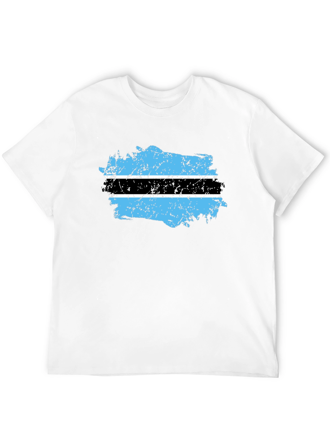 Botswana Flag Distressed Black T-Shirt