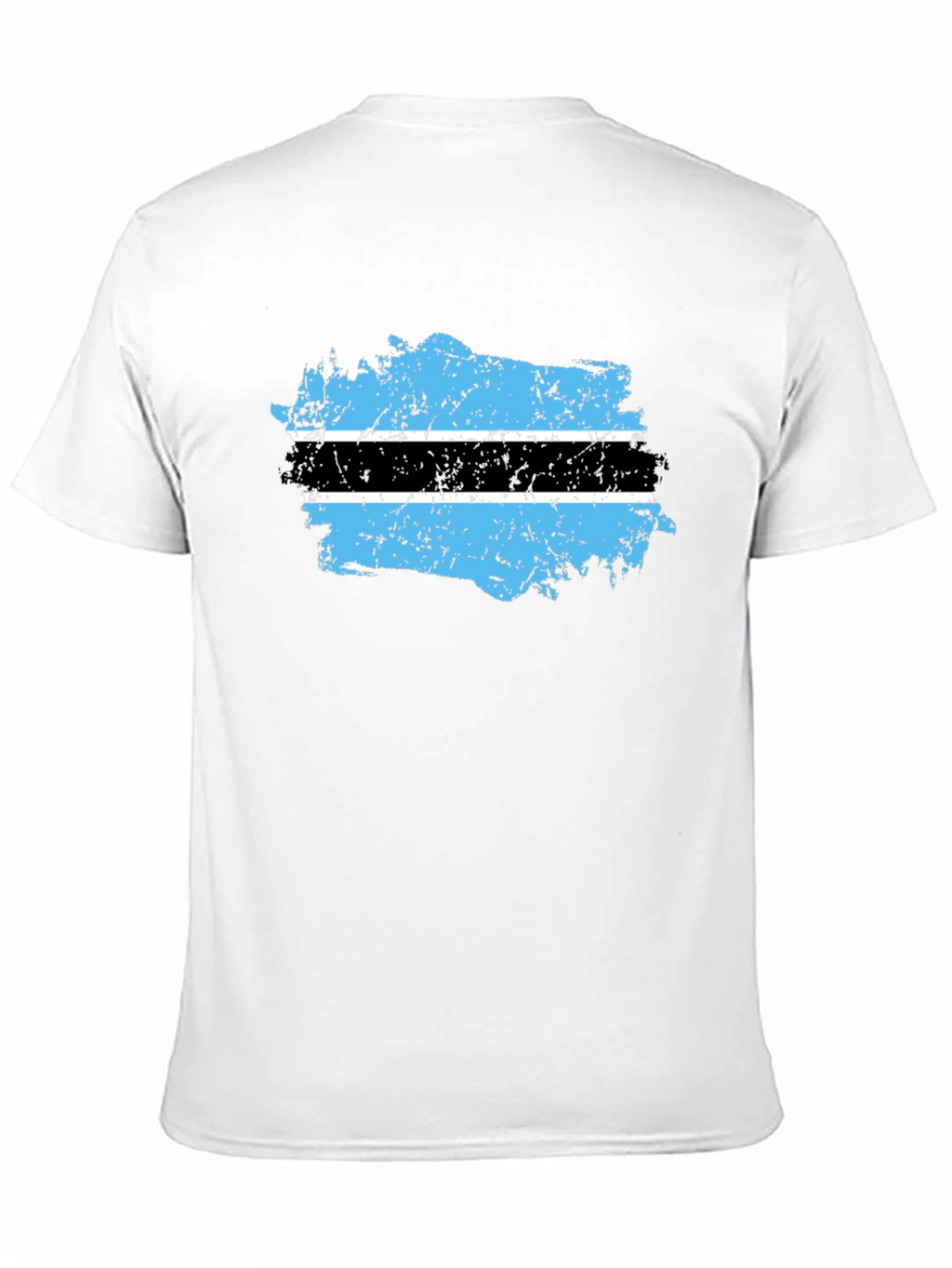 Botswana Flag Distressed Black T-Shirt
