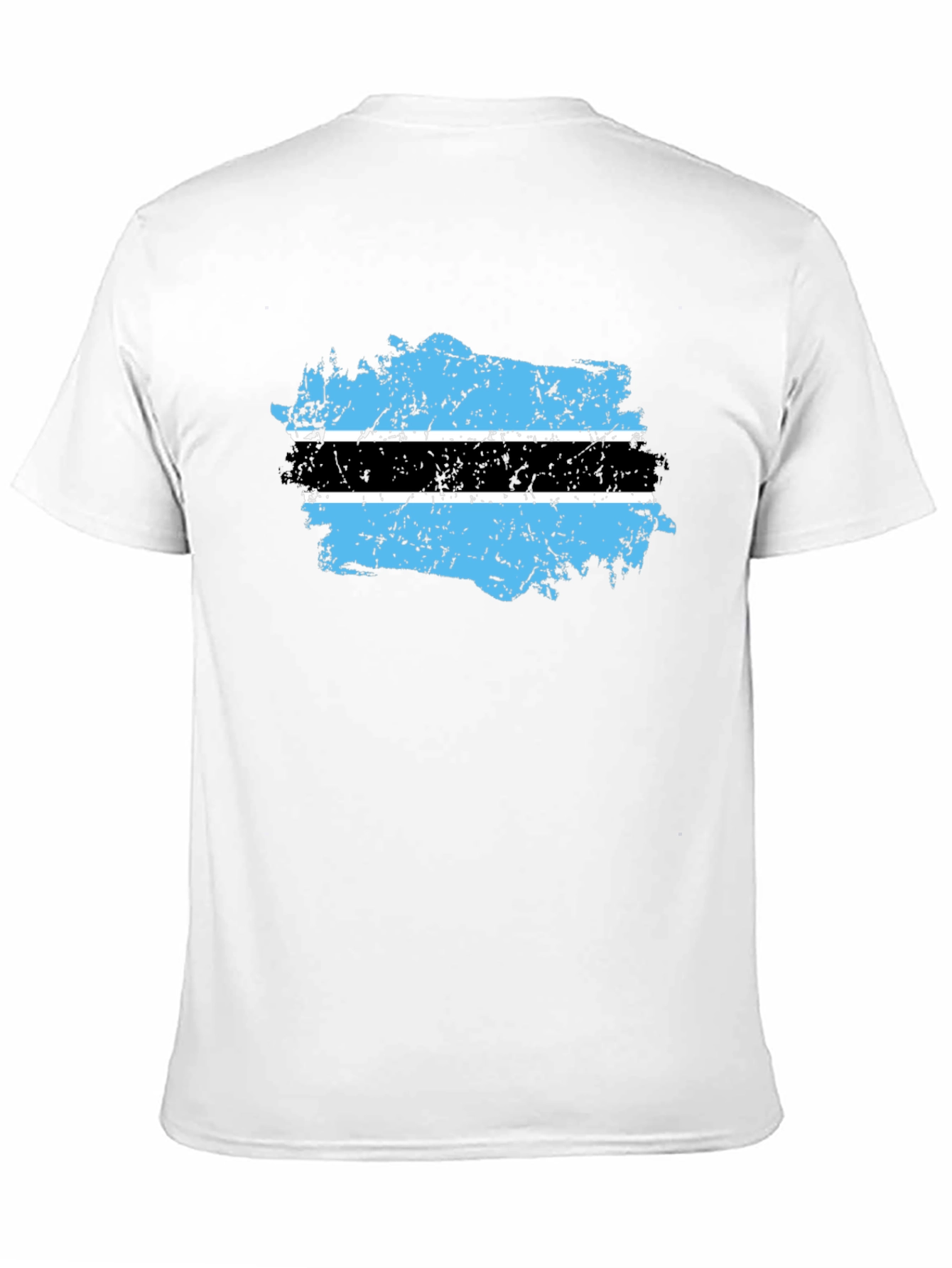 Botswana Flag Distressed Black T-Shirt