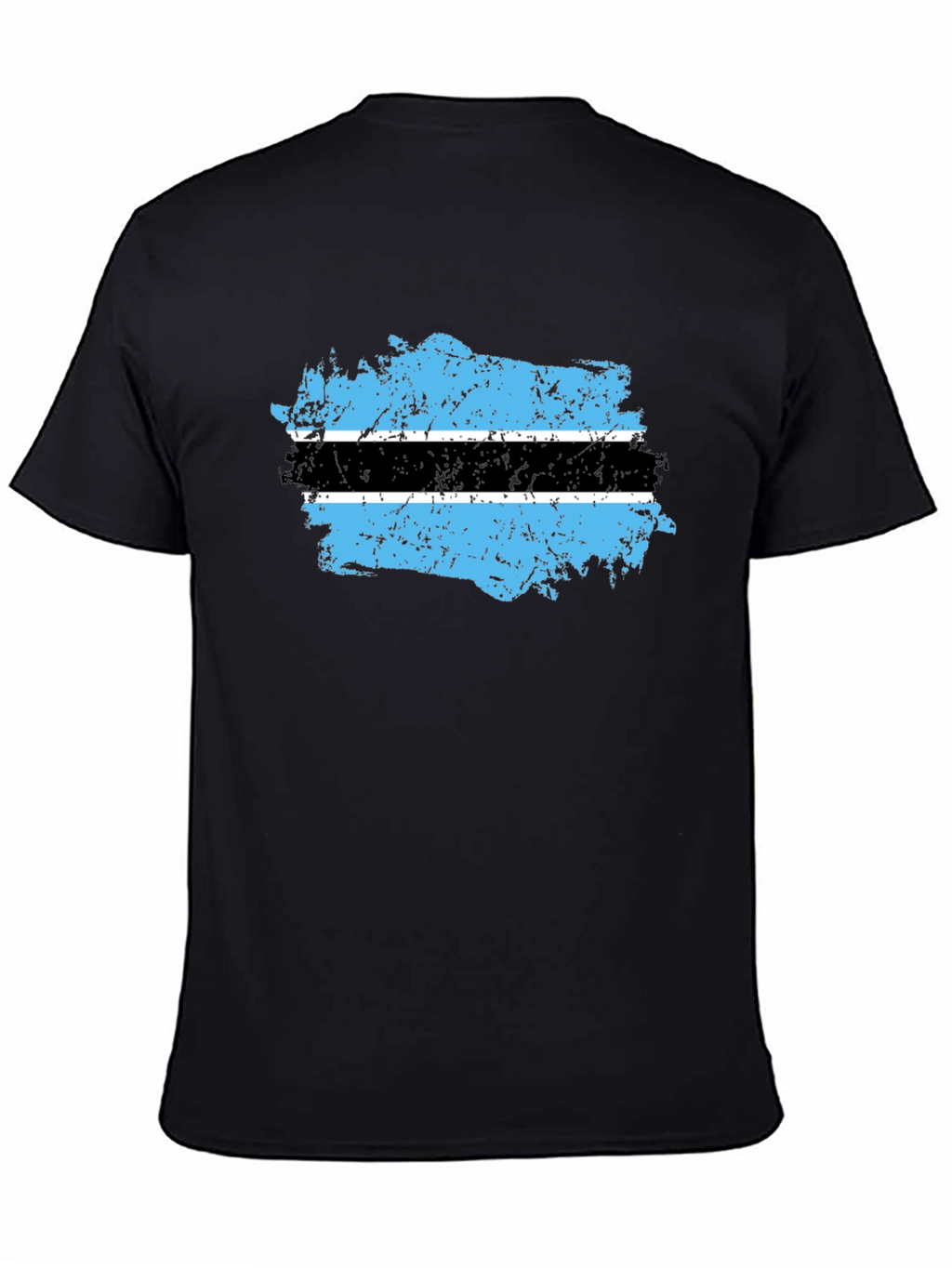 Botswana Flag Distressed Black T-Shirt