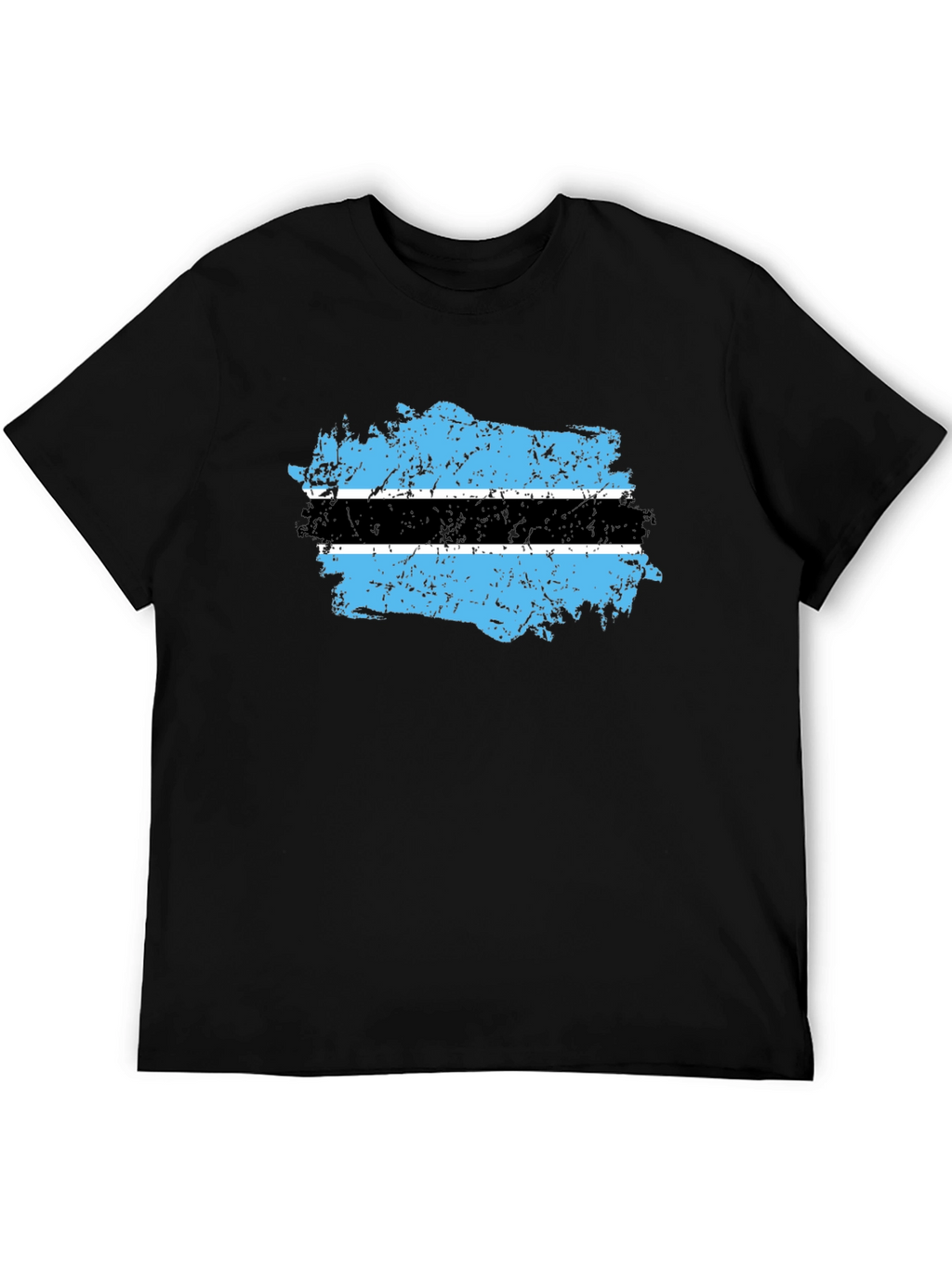 Botswana Flag Distressed Black T-Shirt