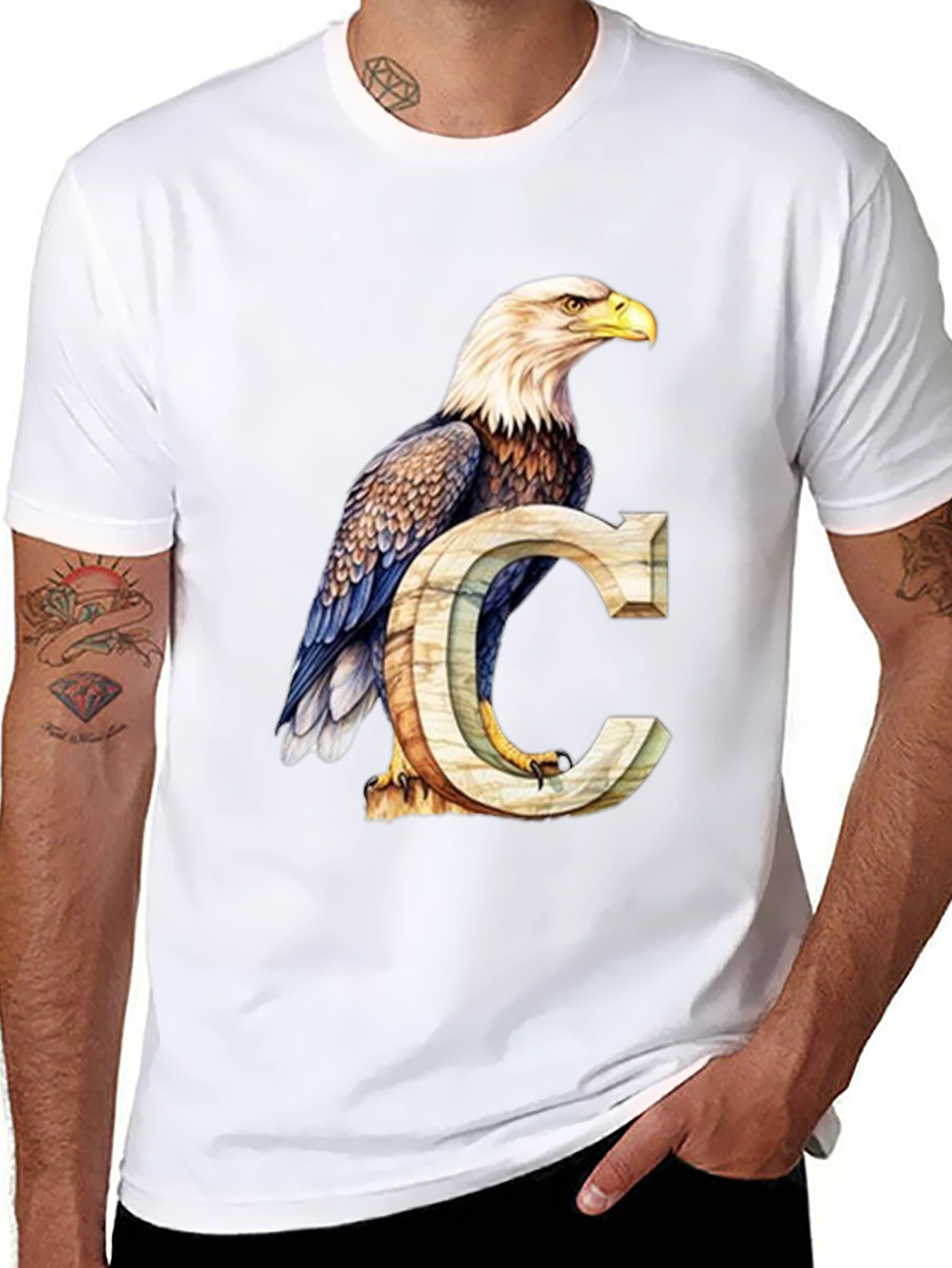 Eagle and Letter C Graphic T-Shirt