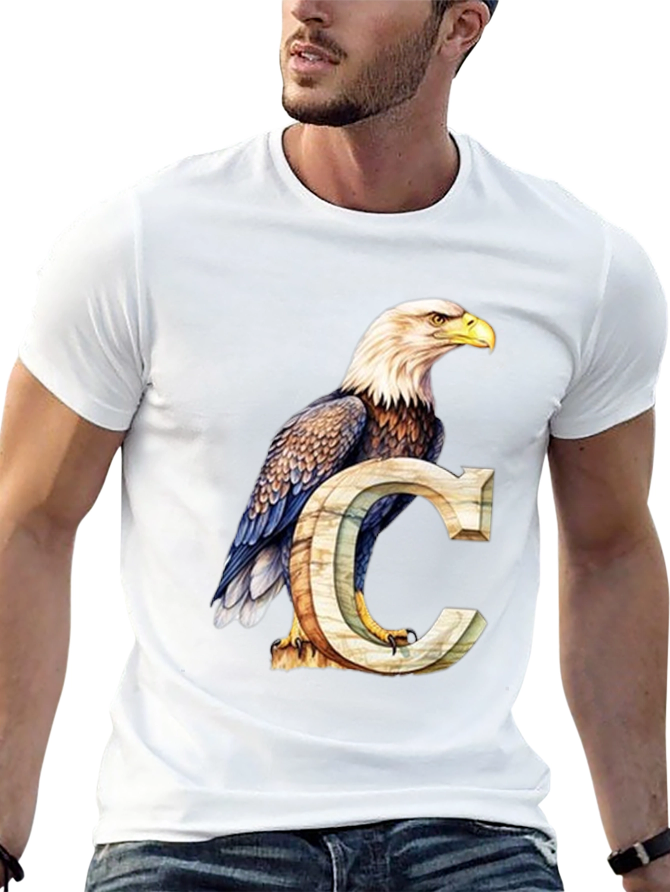 Eagle and Letter C Graphic T-Shirt