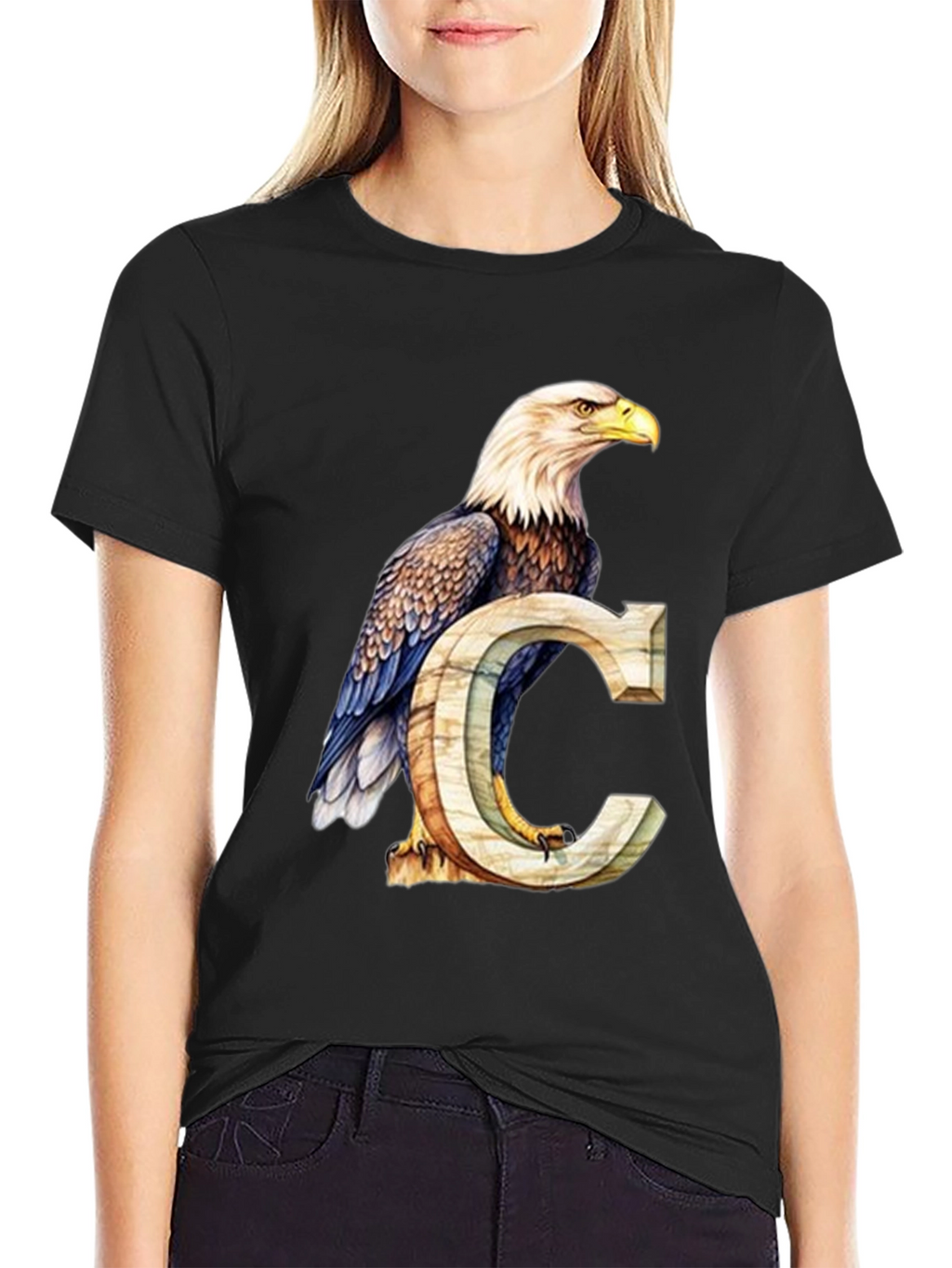 Eagle and Letter C Graphic T-Shirt
