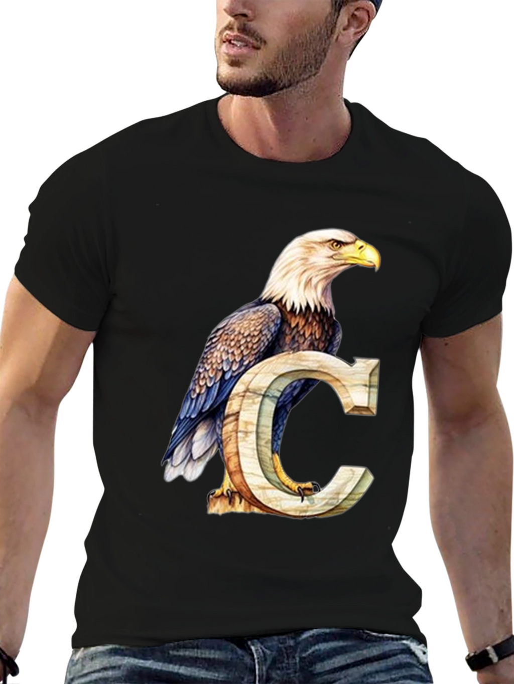 Eagle and Letter C Graphic T-Shirt
