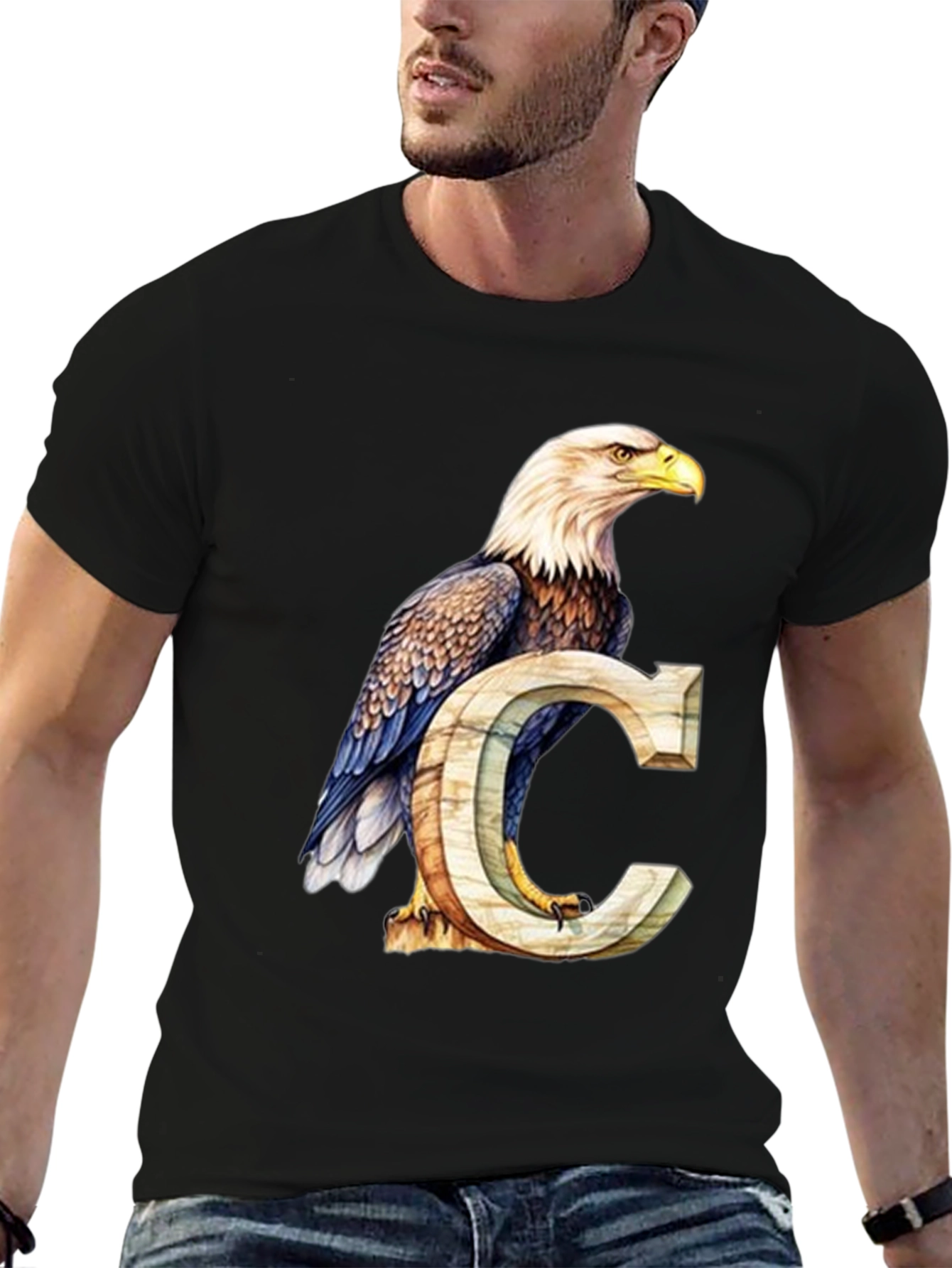Eagle and Letter C Graphic T-Shirt
