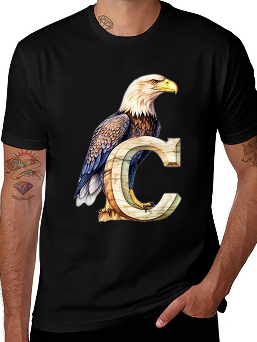 Eagle and Letter C Graphic T-Shirt