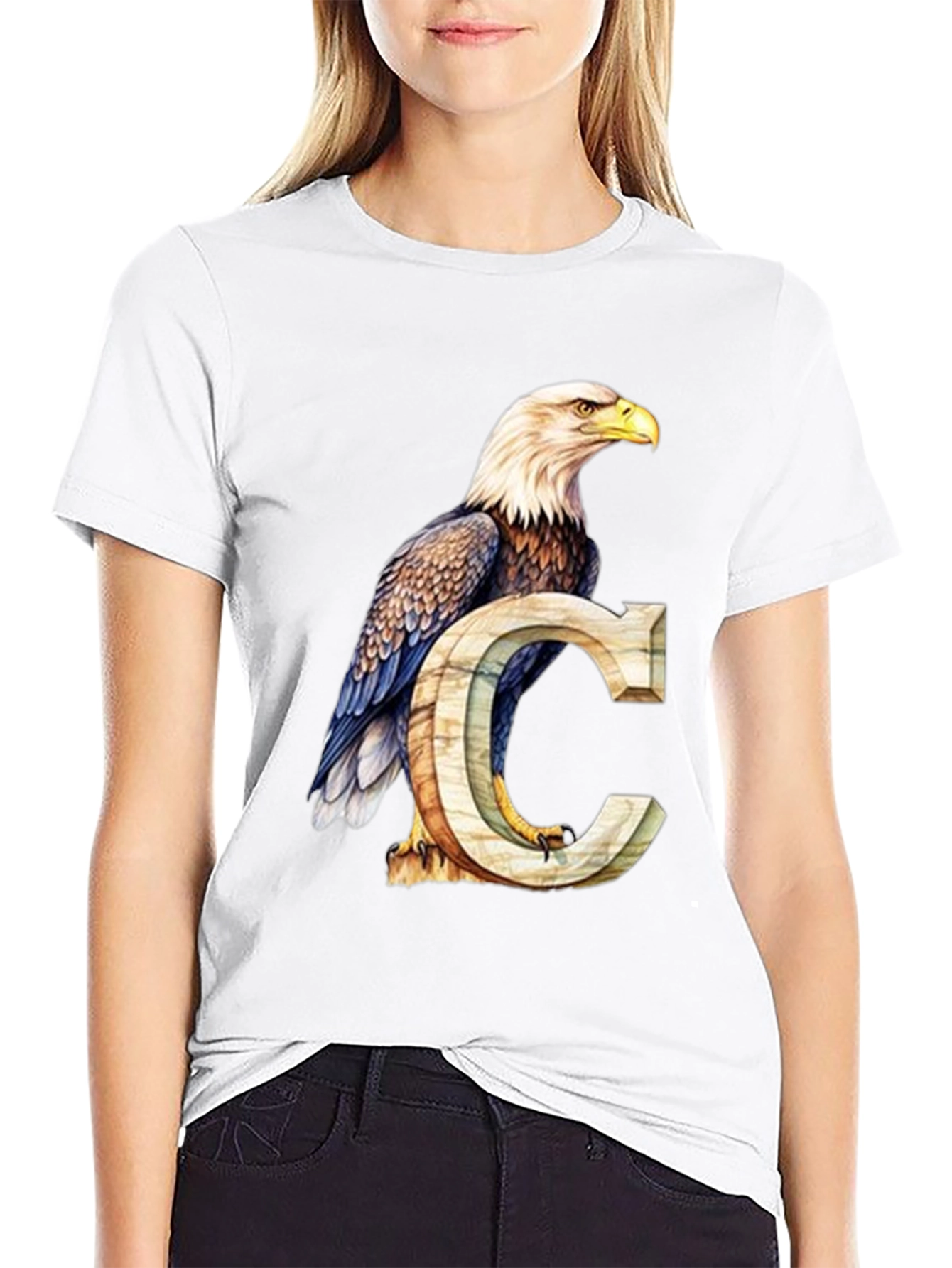 Eagle and Letter C Graphic T-Shirt