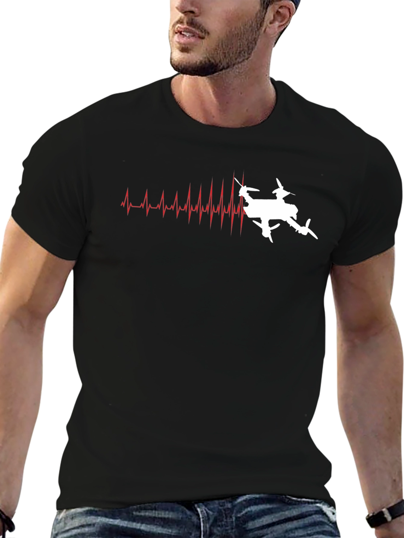 Drone Heartbeat Black T-Shirt