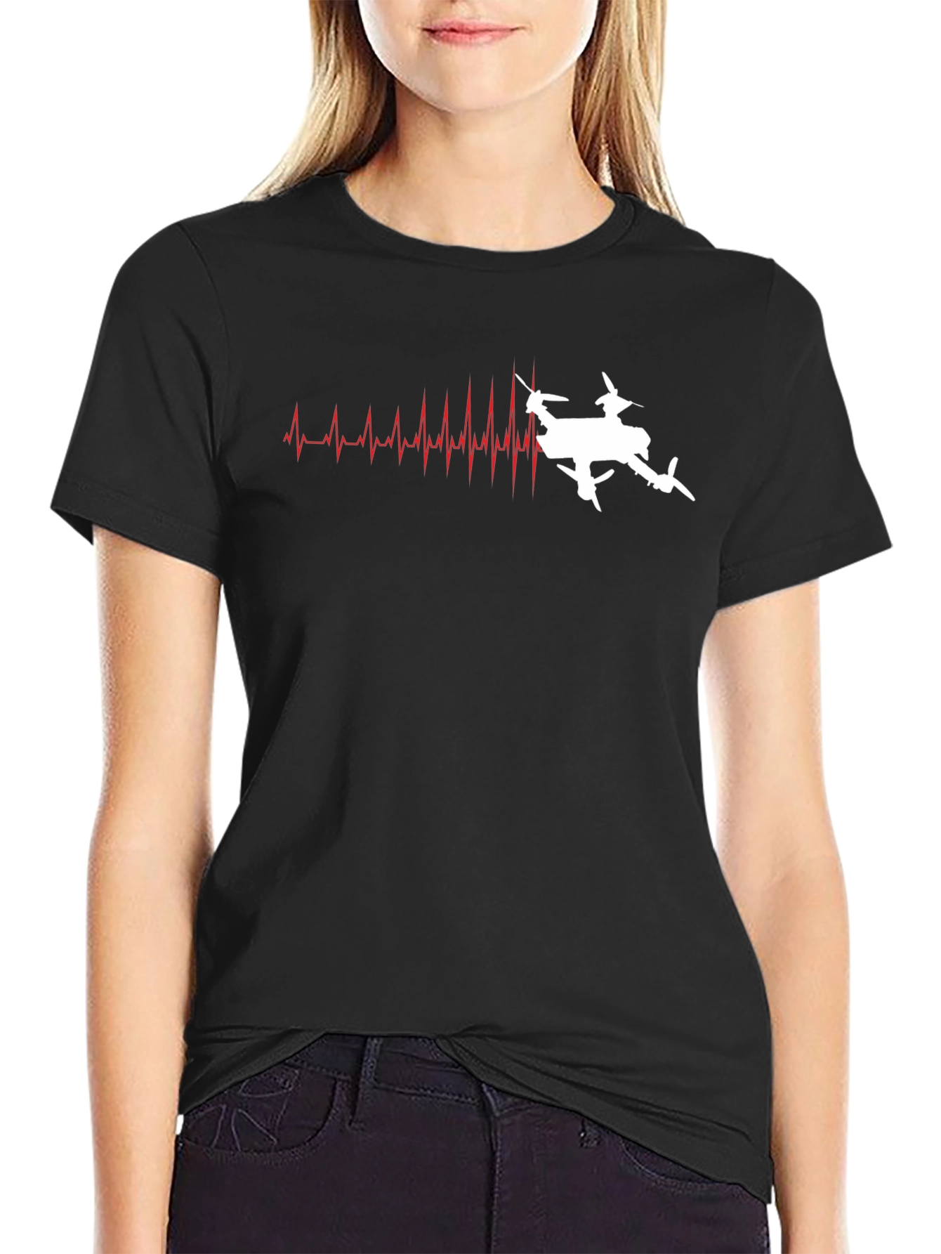 Drone Heartbeat Black T-Shirt