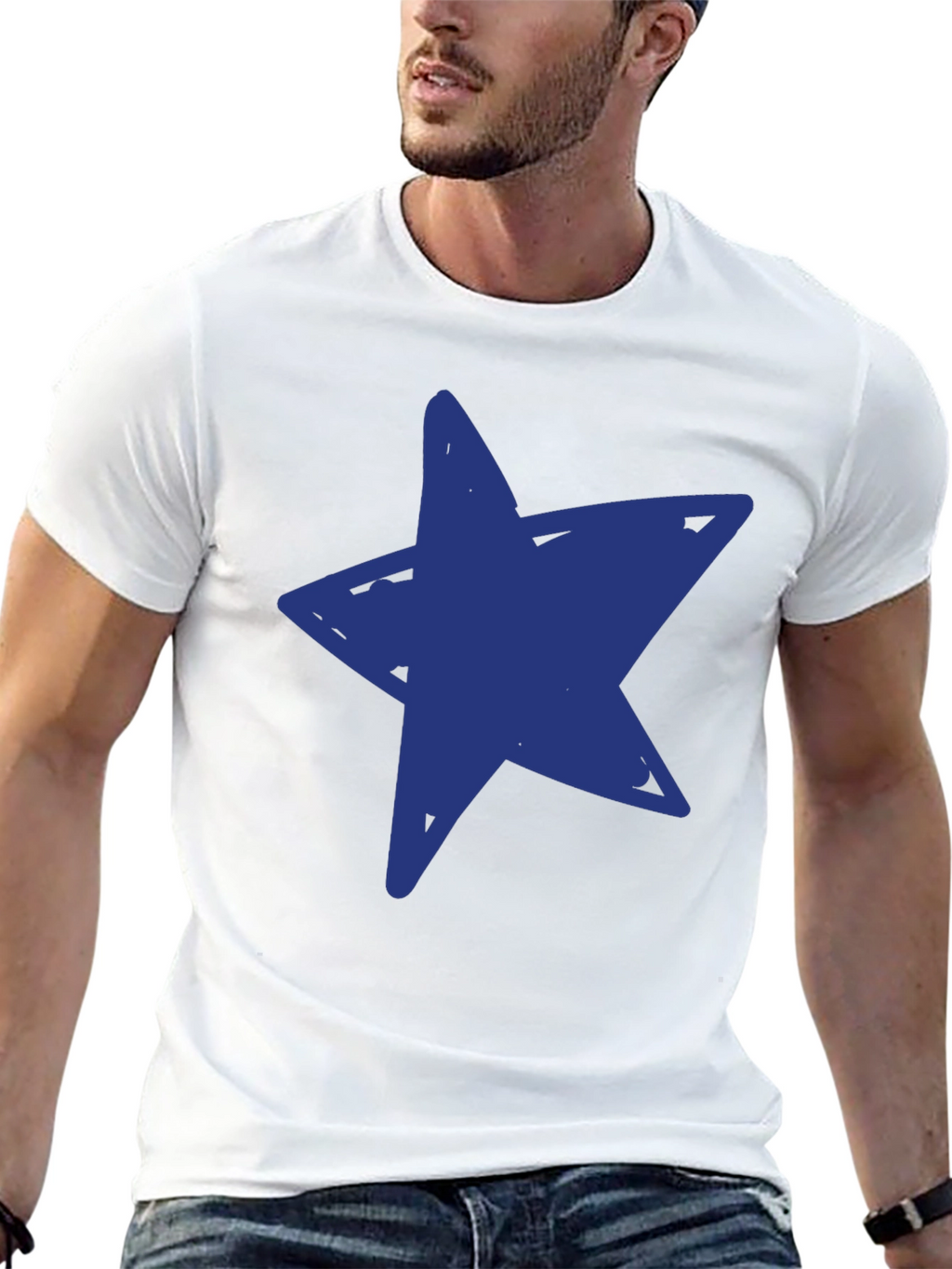 Blue Star Graphic Black T-Shirt