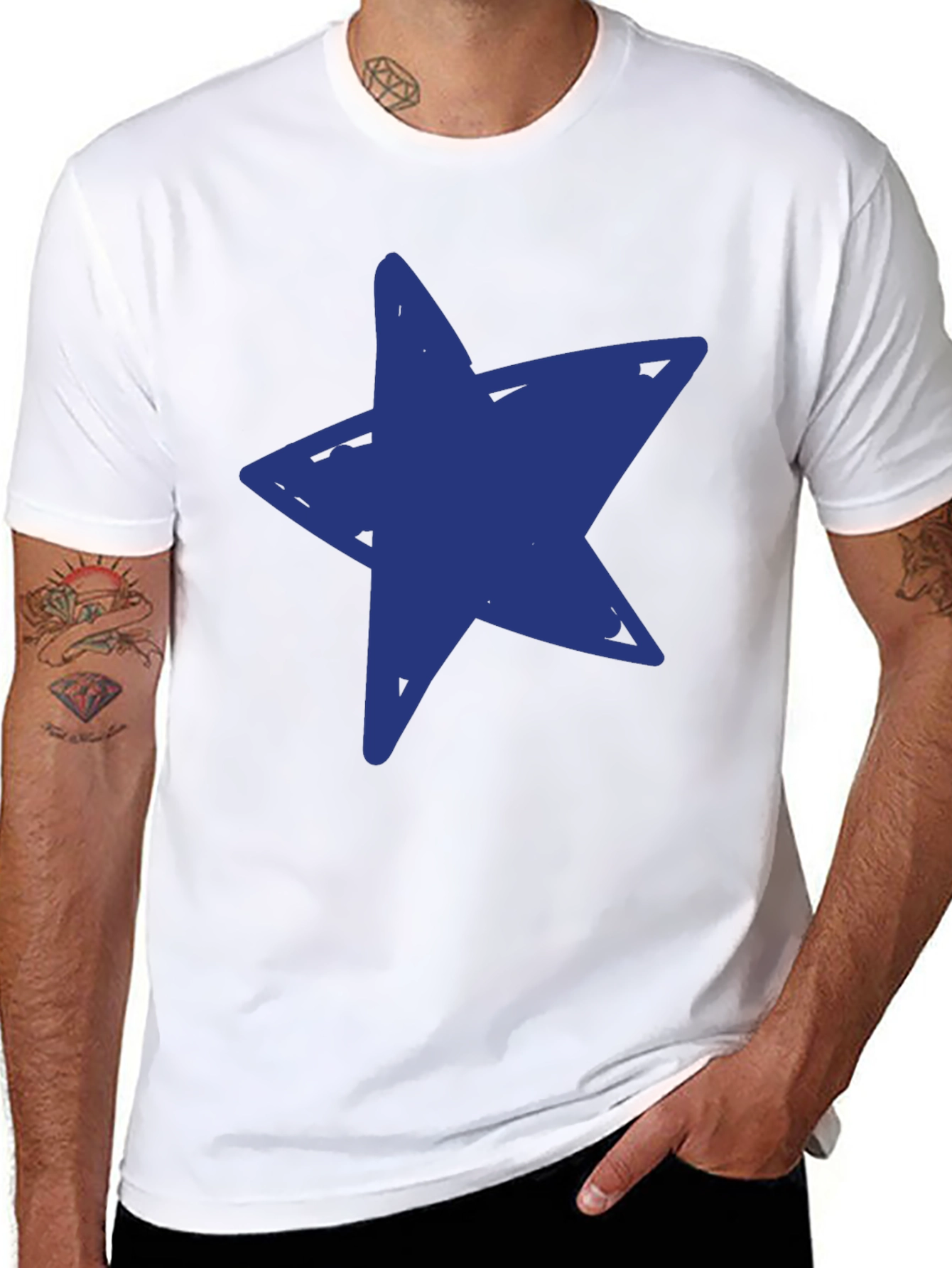 Blue Star Graphic Black T-Shirt