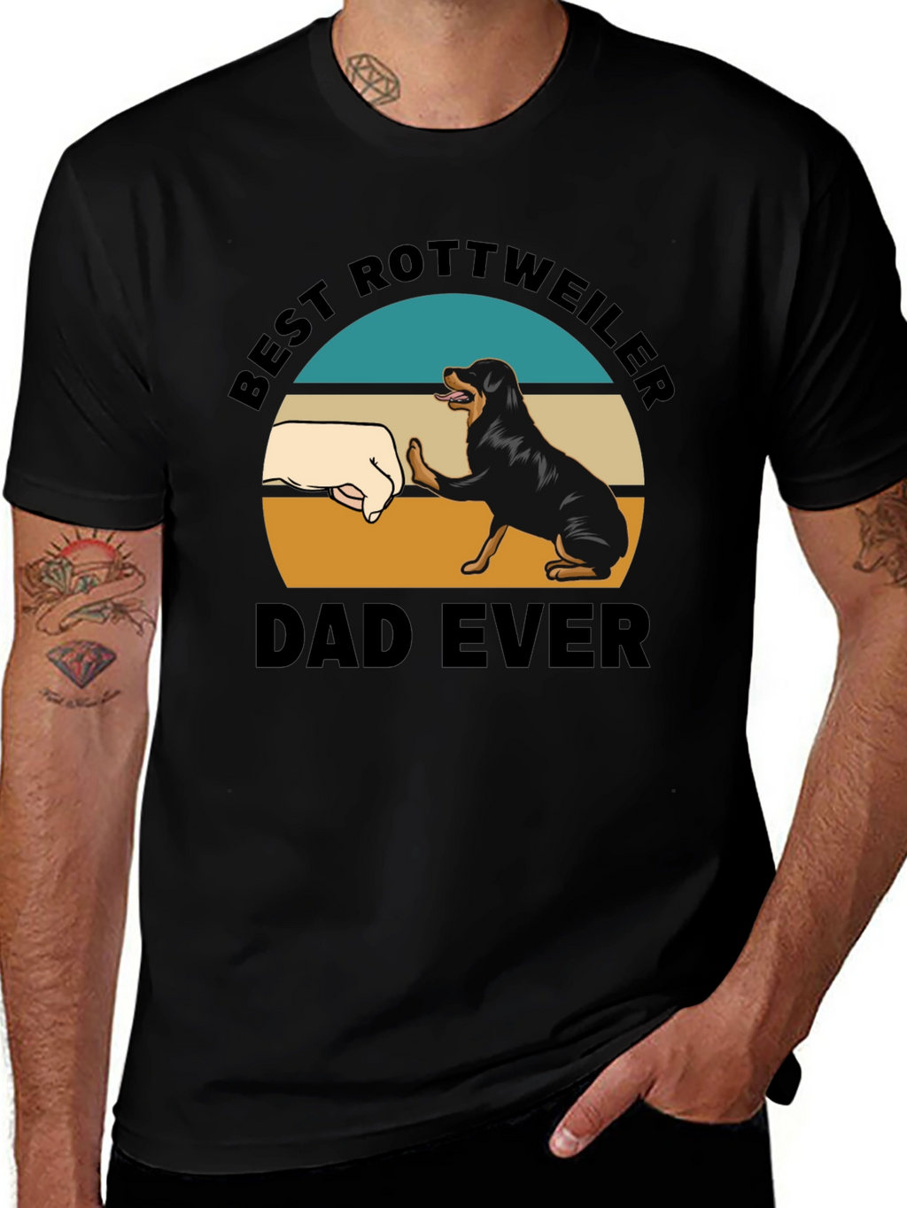 Best Rottweiler Dad Ever T-Shirt - Black