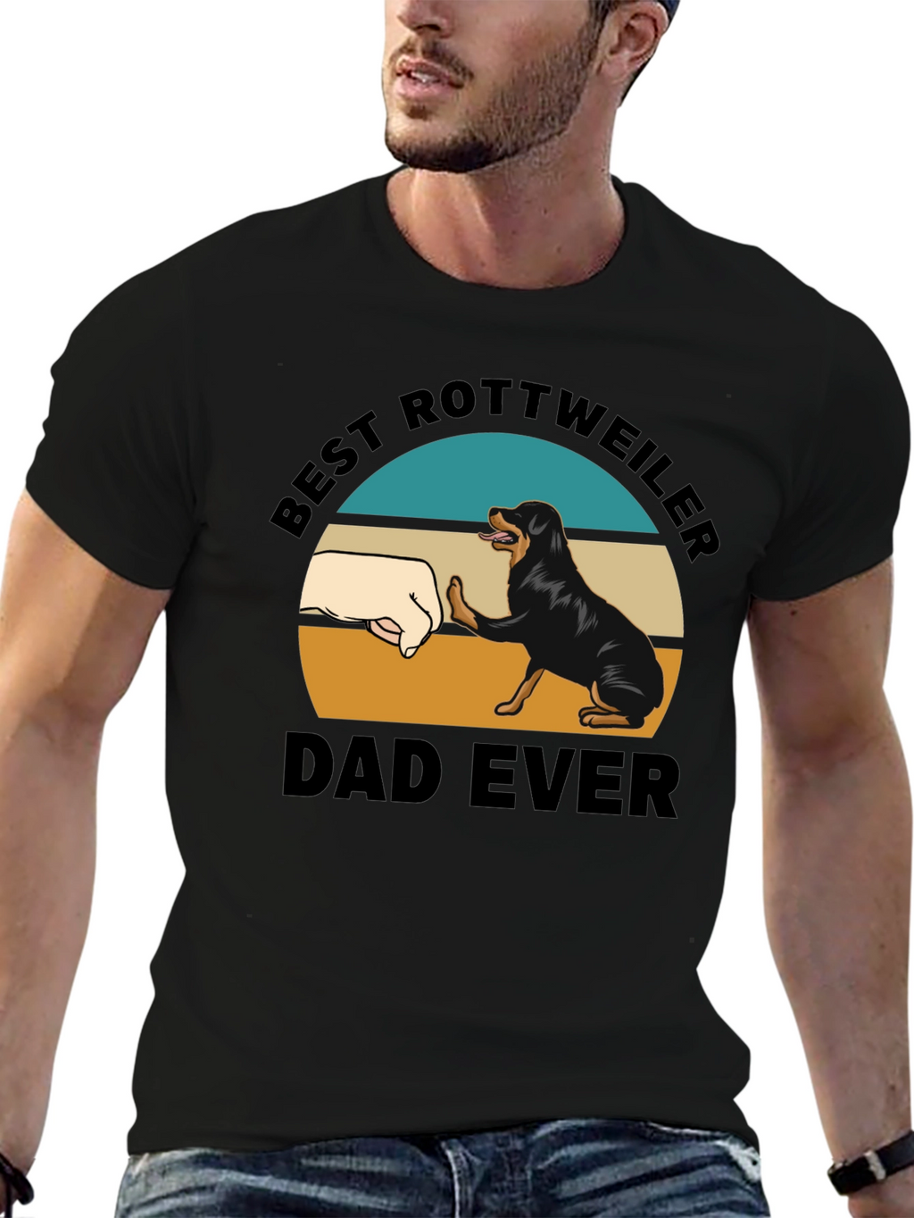 Best Rottweiler Dad Ever T-Shirt - Black