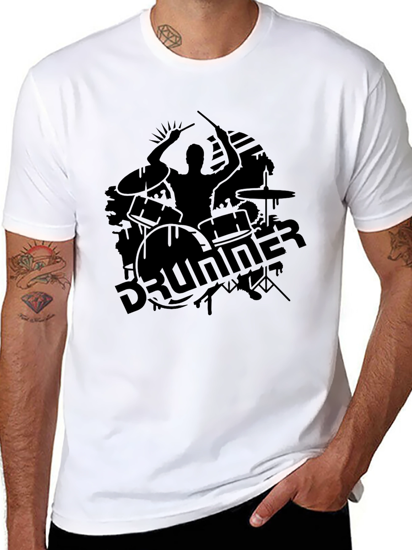 Drummer Silhouette Black T-Shirt