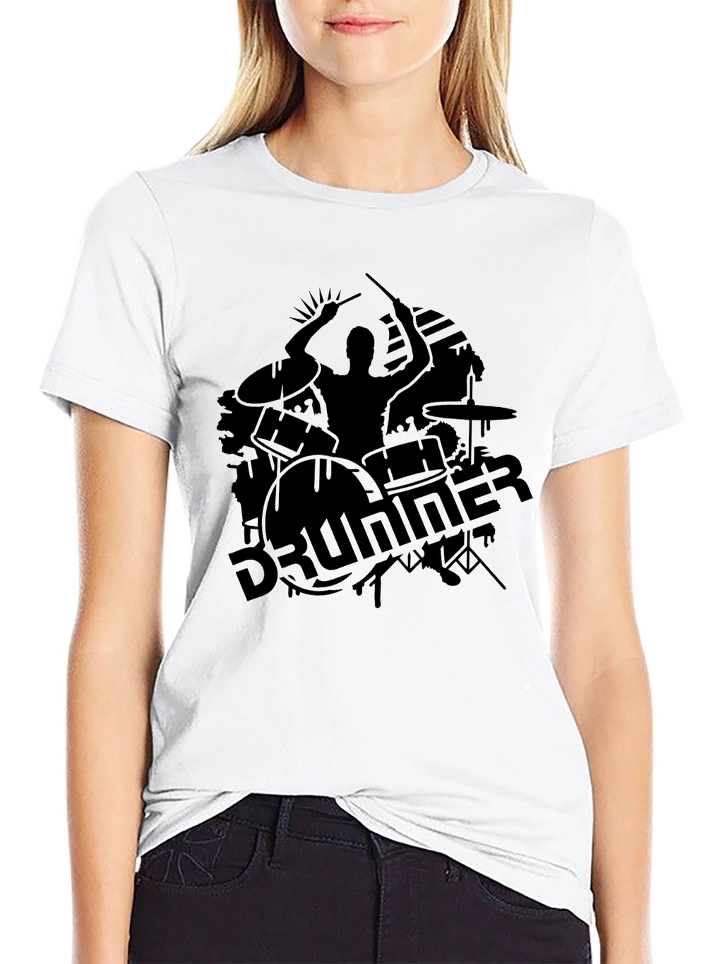 Drummer Silhouette Black T-Shirt