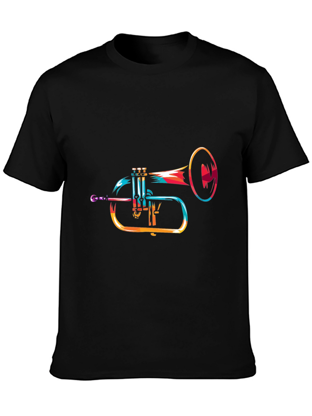 Abstract Trumpet Graphic Black T-Shirt