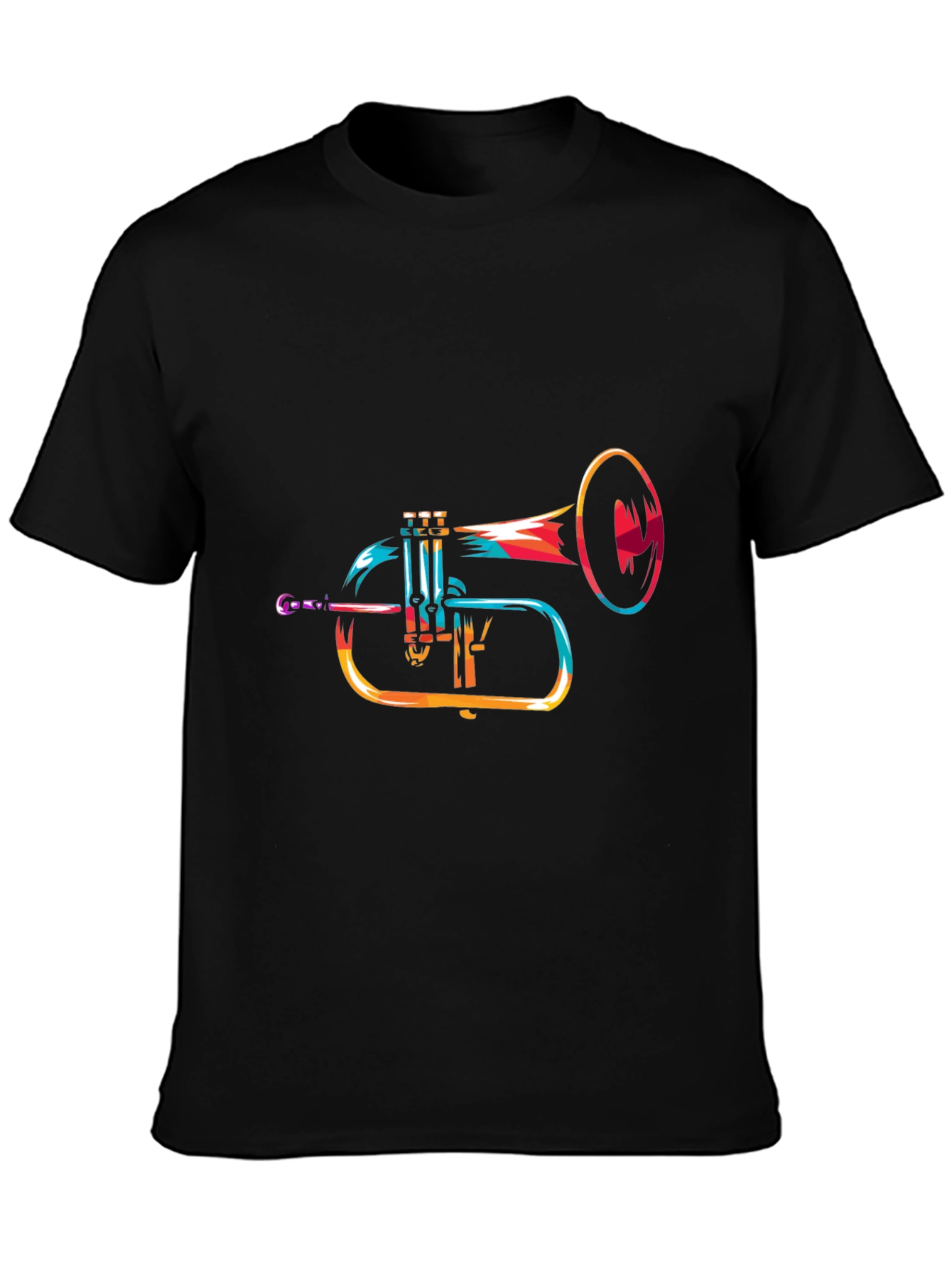 Abstract Trumpet Graphic Black T-Shirt