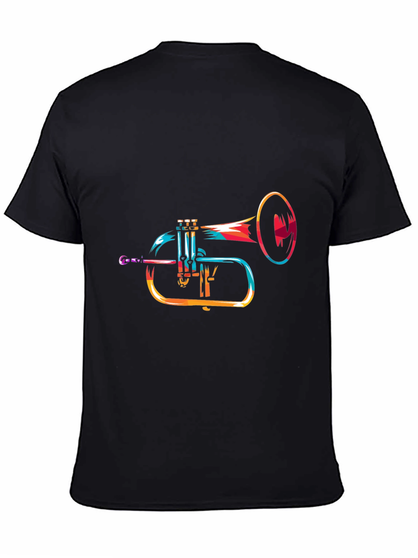 Abstract Trumpet Graphic Black T-Shirt